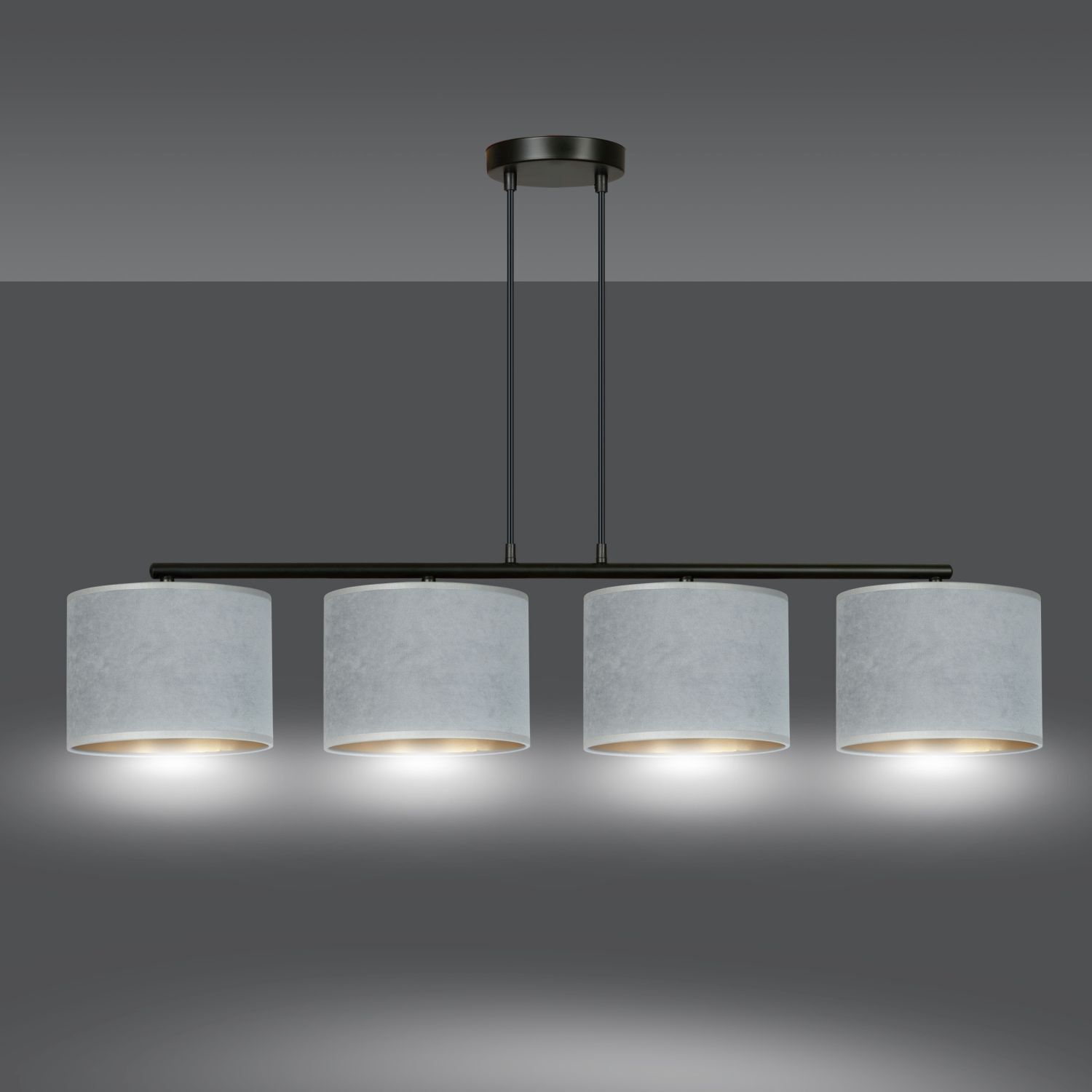 Hängelampe Stoff Metall L: 97 cm H: max. 100 cm verstellbar Deckenleuchte, Leuchte, Lampe, Kronleuchter