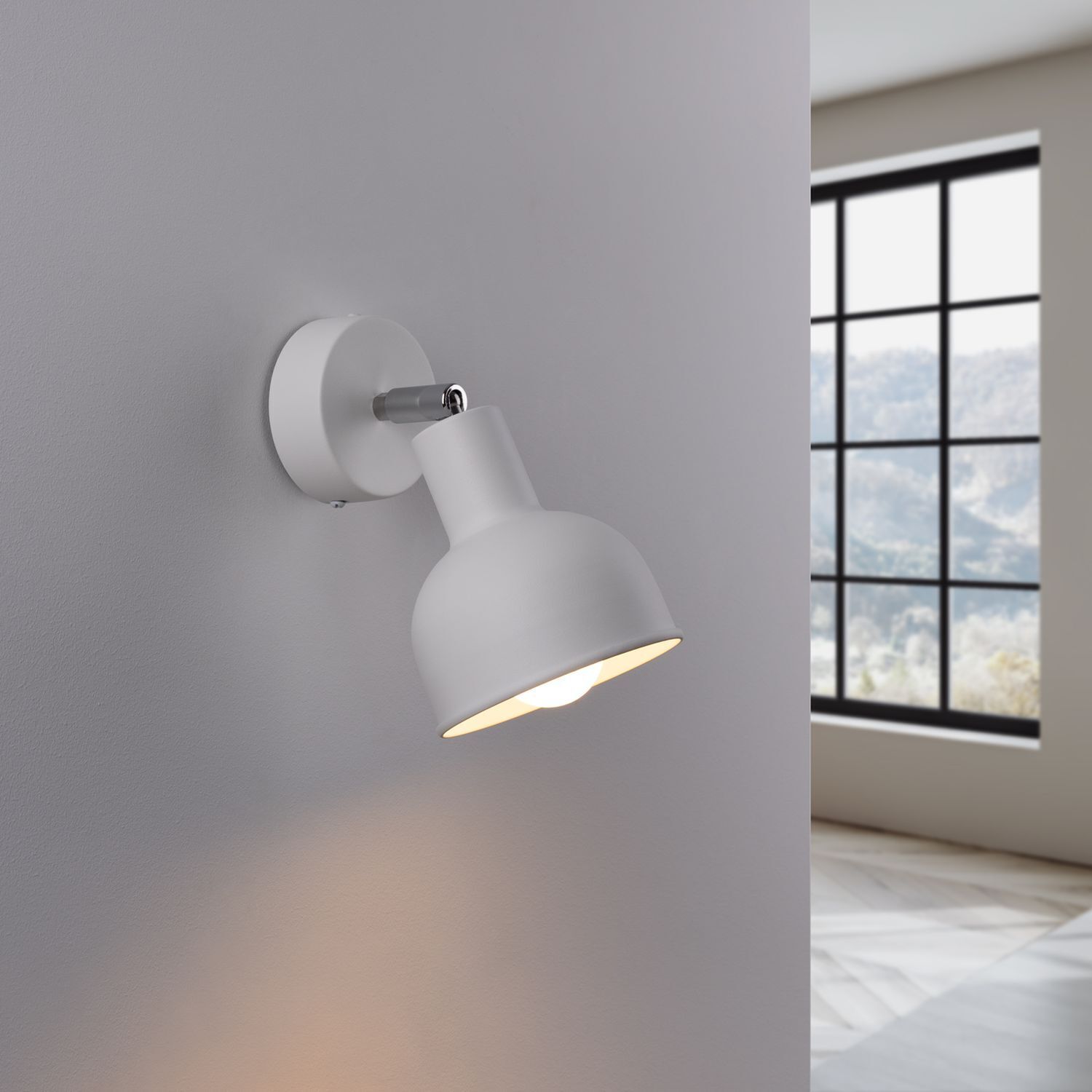 Wandstrahler Stahl Weiß E27 H:17 cm Spot schwenkbar wandlampe, wandleuchte, spotlamp, kugelaufbau, industriehelle