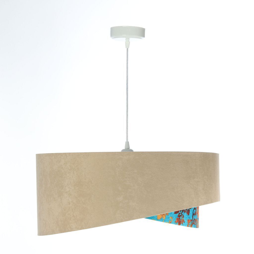Pendelleuchte E27 rund Ø 50 cm Stoff Velours Optik Beige Bunt