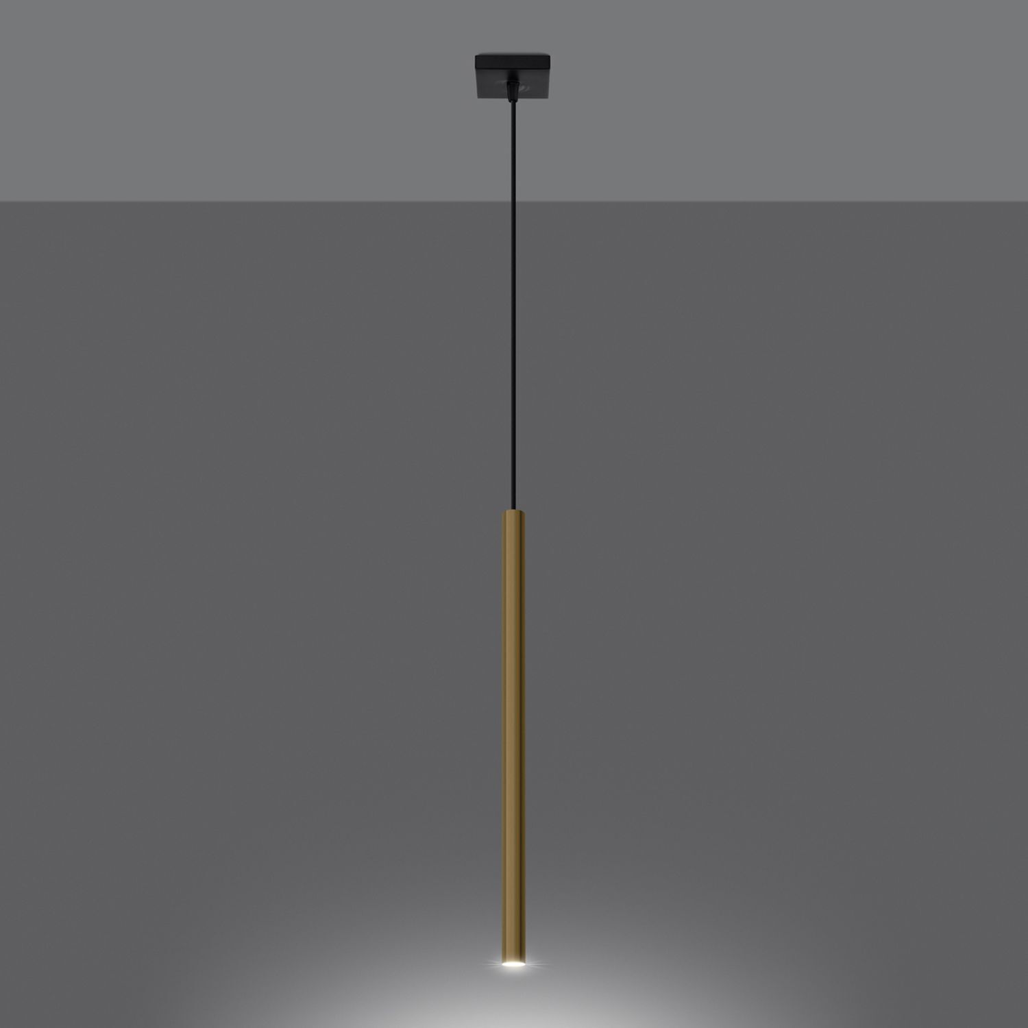 Pendelleuchte, goldener Stab, hängende Lampe, Schmucklampe, minimalistische Dekoration