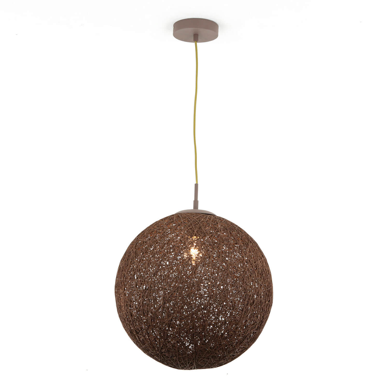 Suspension boule tressée brune ronde Ø 39 cm métal