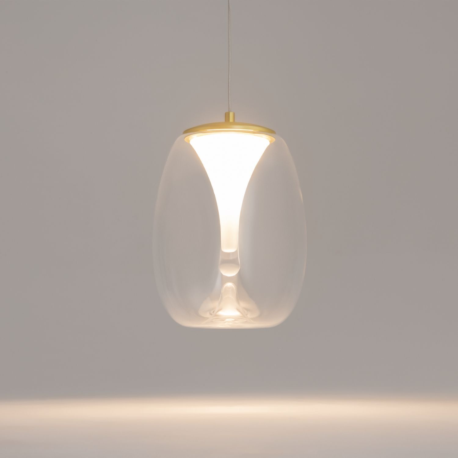 LED Hängelampe Aluminium Glas D: 20 cm rund in Gold Lampe