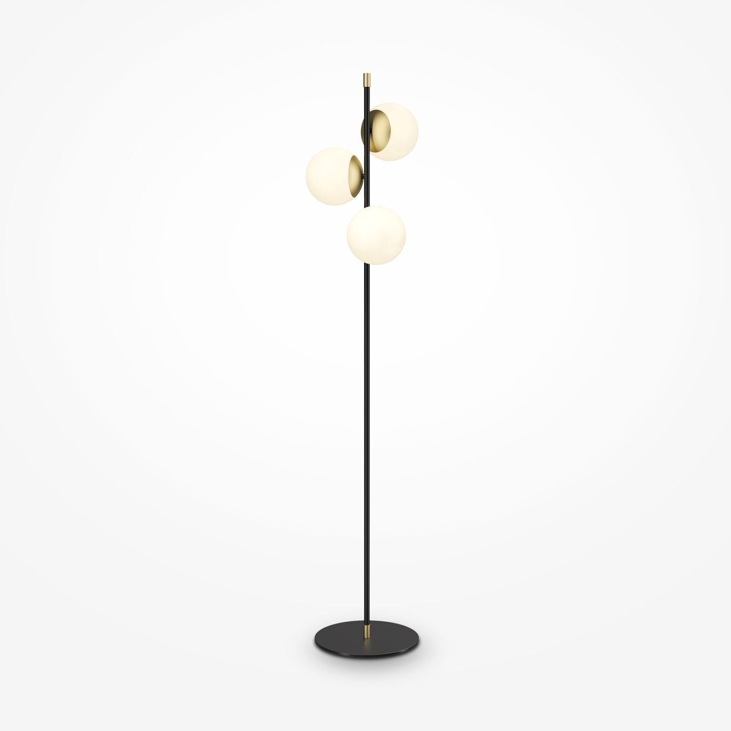 Lampadaire métal verre hauteur 150 cm en or blanc noir