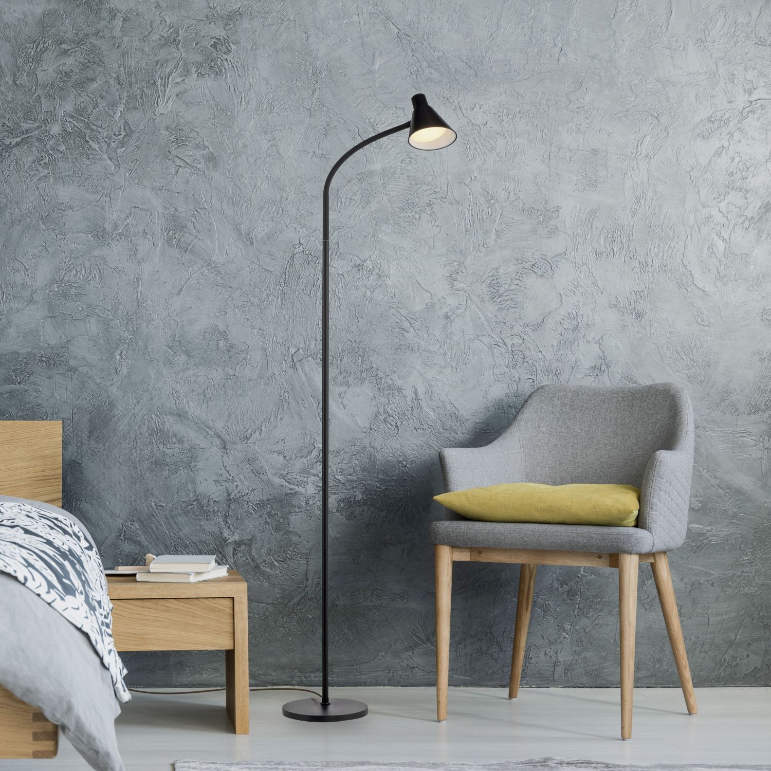 Lampadaire LED noir métal 150 cm 3000 K flexible Lampe, Stehlampe
