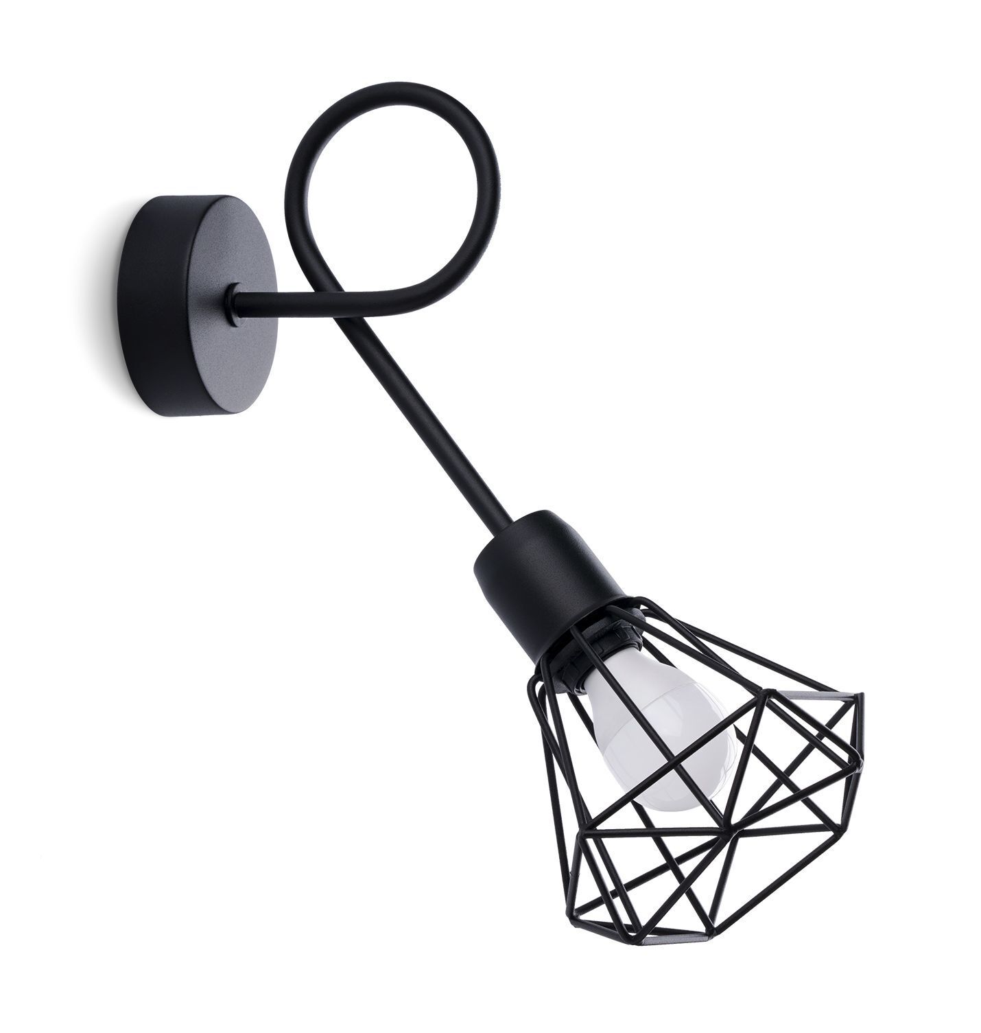 Wandlampe Schwarz lang Retro E27 Käfigschirm BUNA