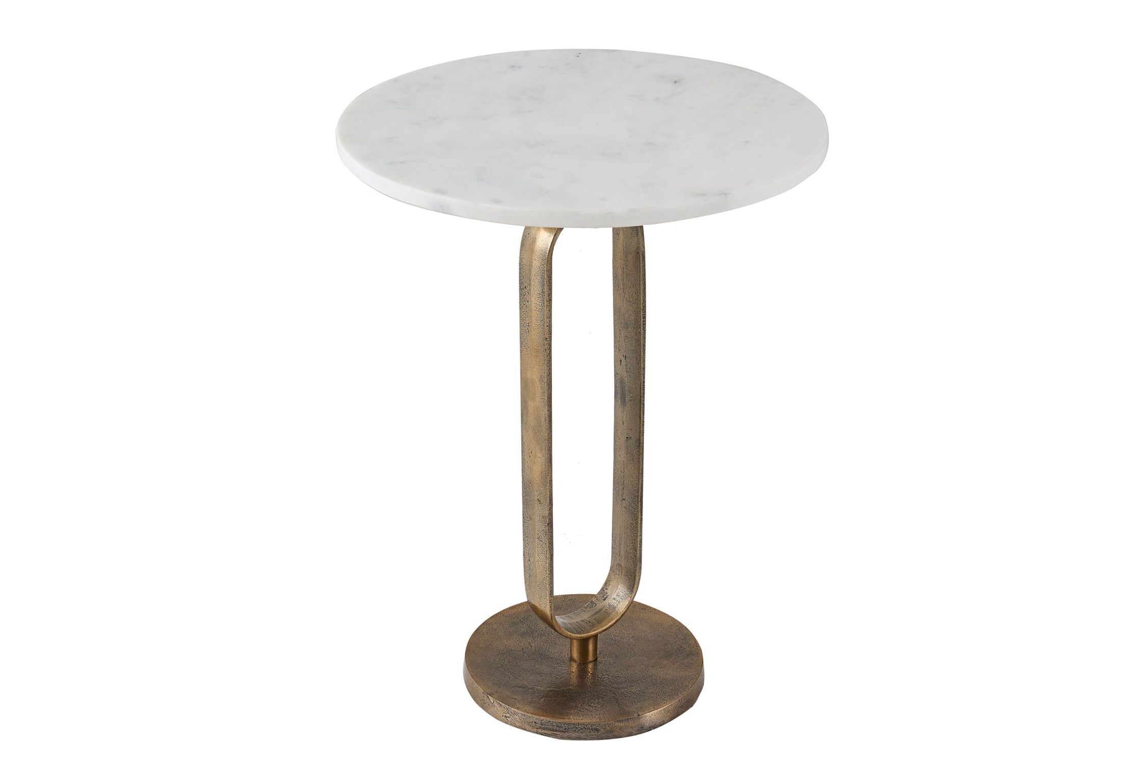 Table d'appoint en marbre métal blanc or 45x45 cm artisanale