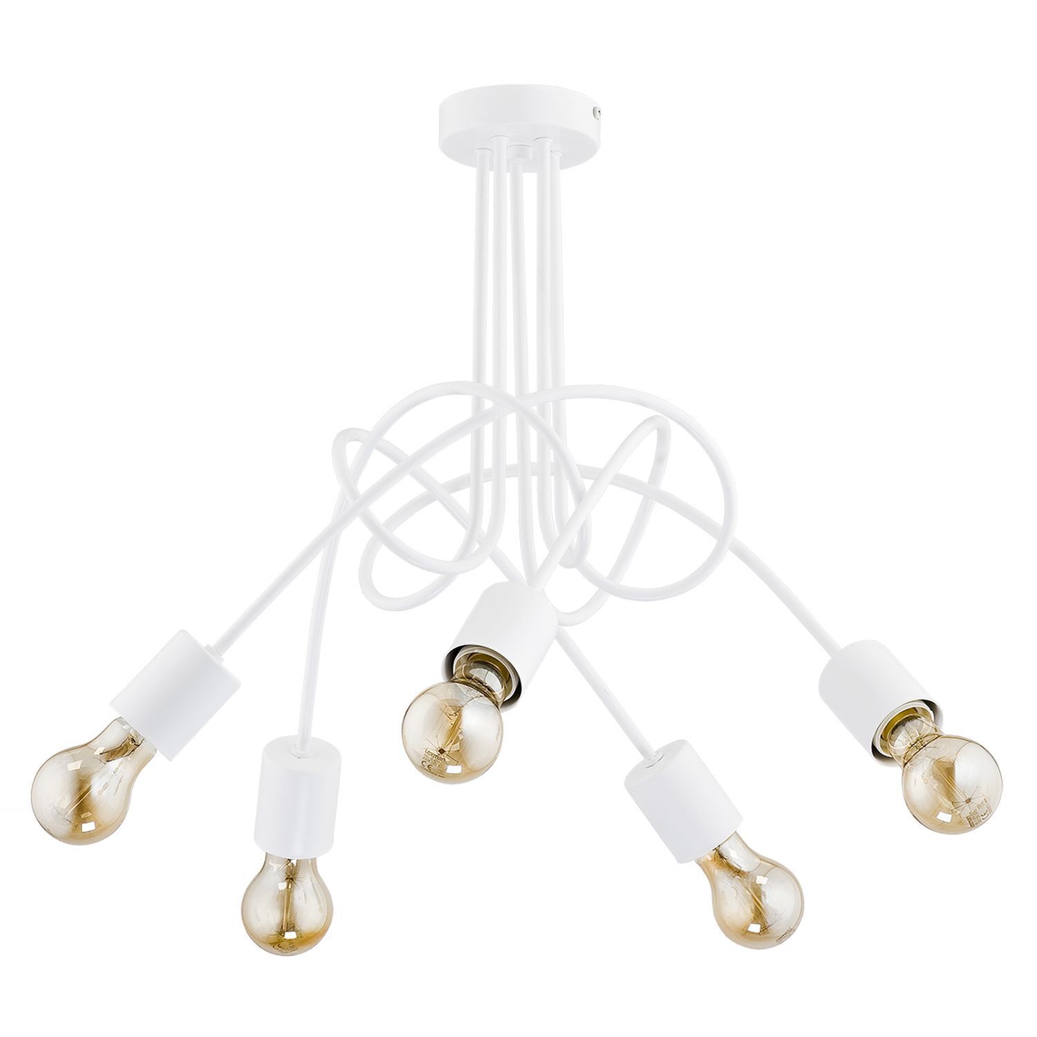 Deckenlampe Metall 50 cm Weiß 5-flammig E27 Retro
