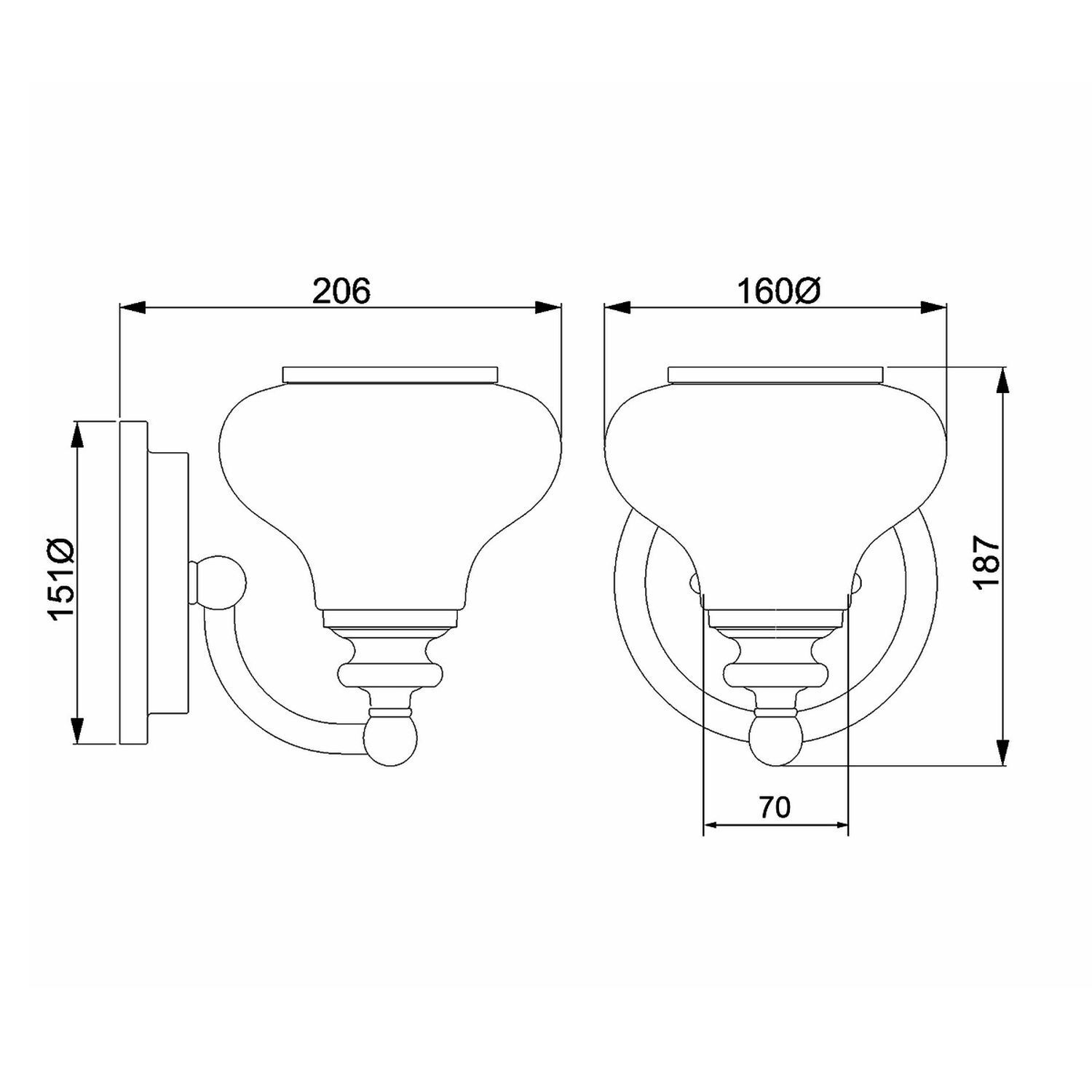 Badezimmerleuchte Metall Glas H: 19,1 cm IP44 mit G9 LED Licht
