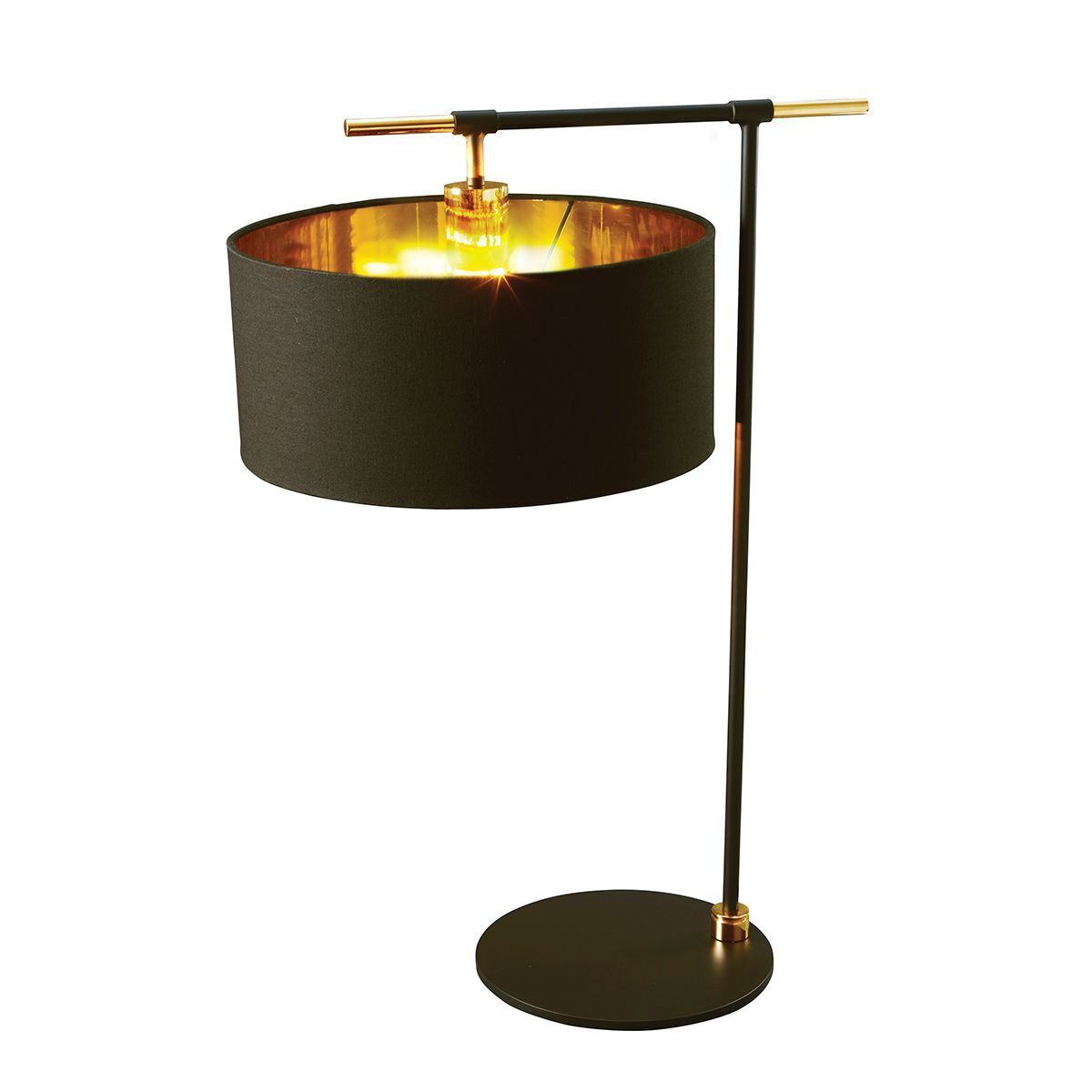 Lampe de table noir laiton E27 66 cm de haut métal tissu