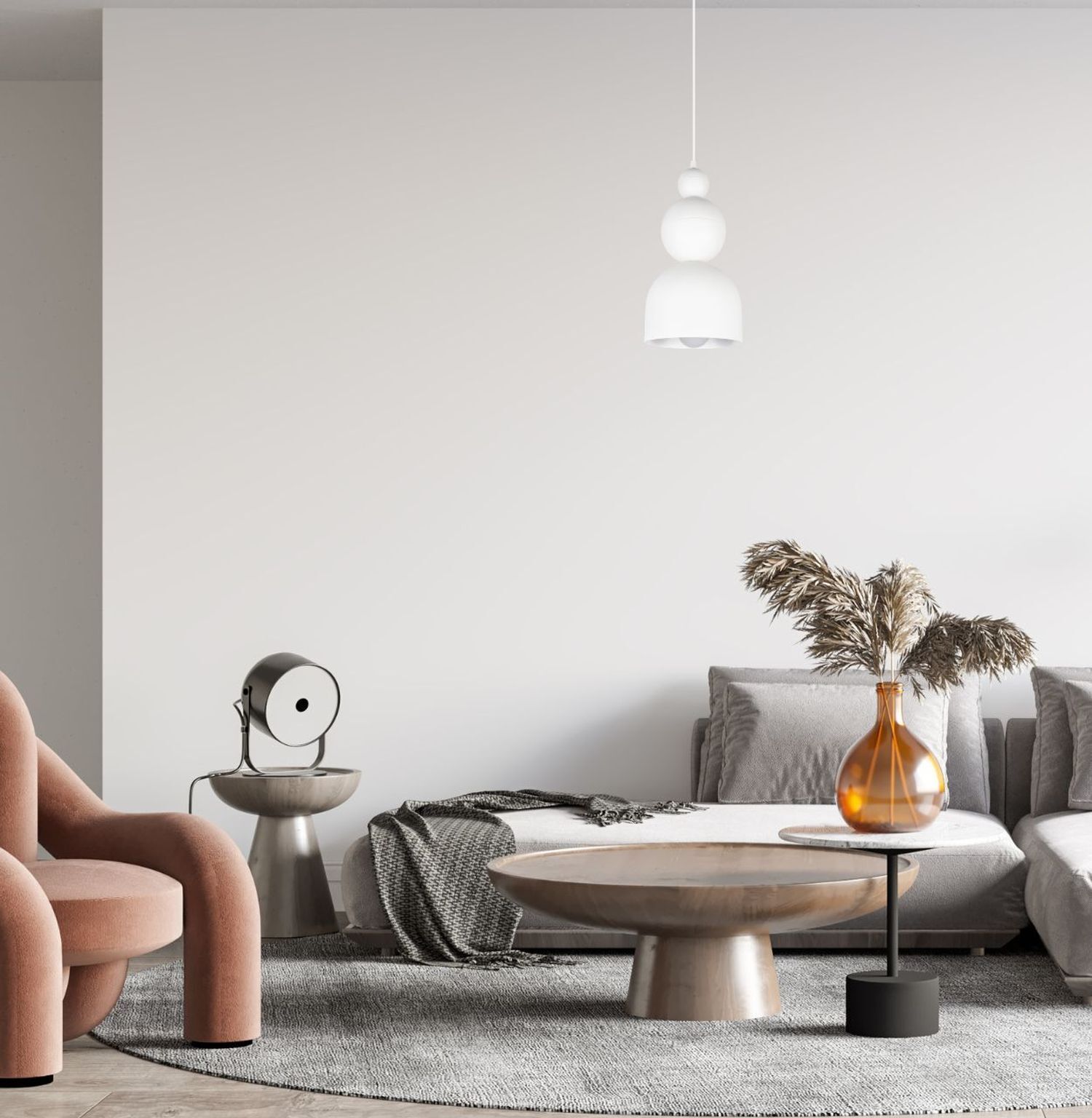 Lampe à suspendre blanche métal Loft Design E27 L:17 cm ronde Lampe, Dekoration für Zuhause, Mobiliar