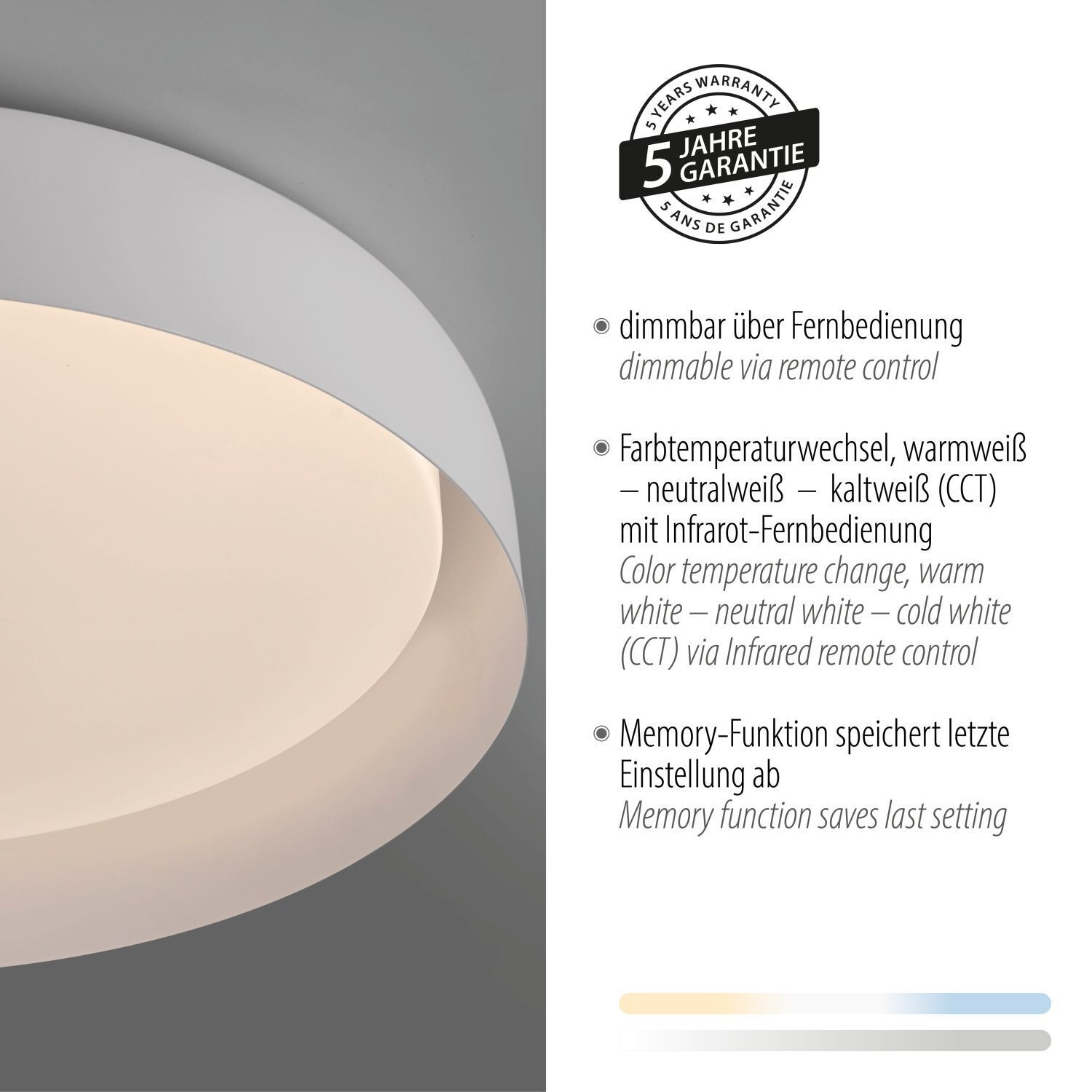 Lampe de plafonnier LED à intensité variable Blanc Ø57 cm 3850 lm Moderne