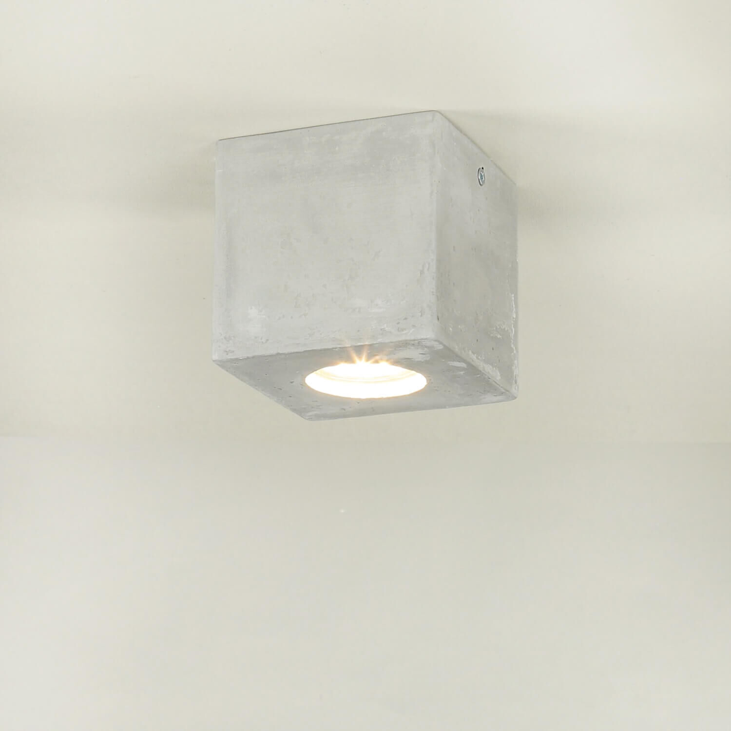 Lampe en béton carrée plafond L:10cm petite GU10