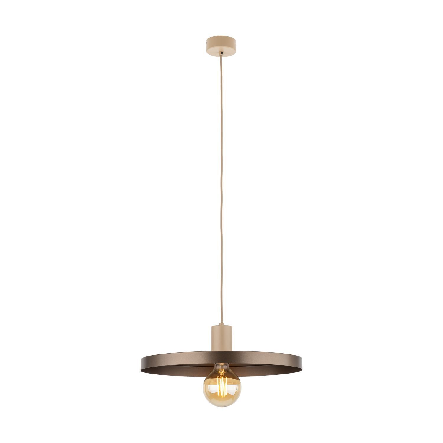 Lampe à suspendre E27 Ø40 cm ronde Gris sable Marron Vintage Leuchte, Lampe, Kronleuchter
