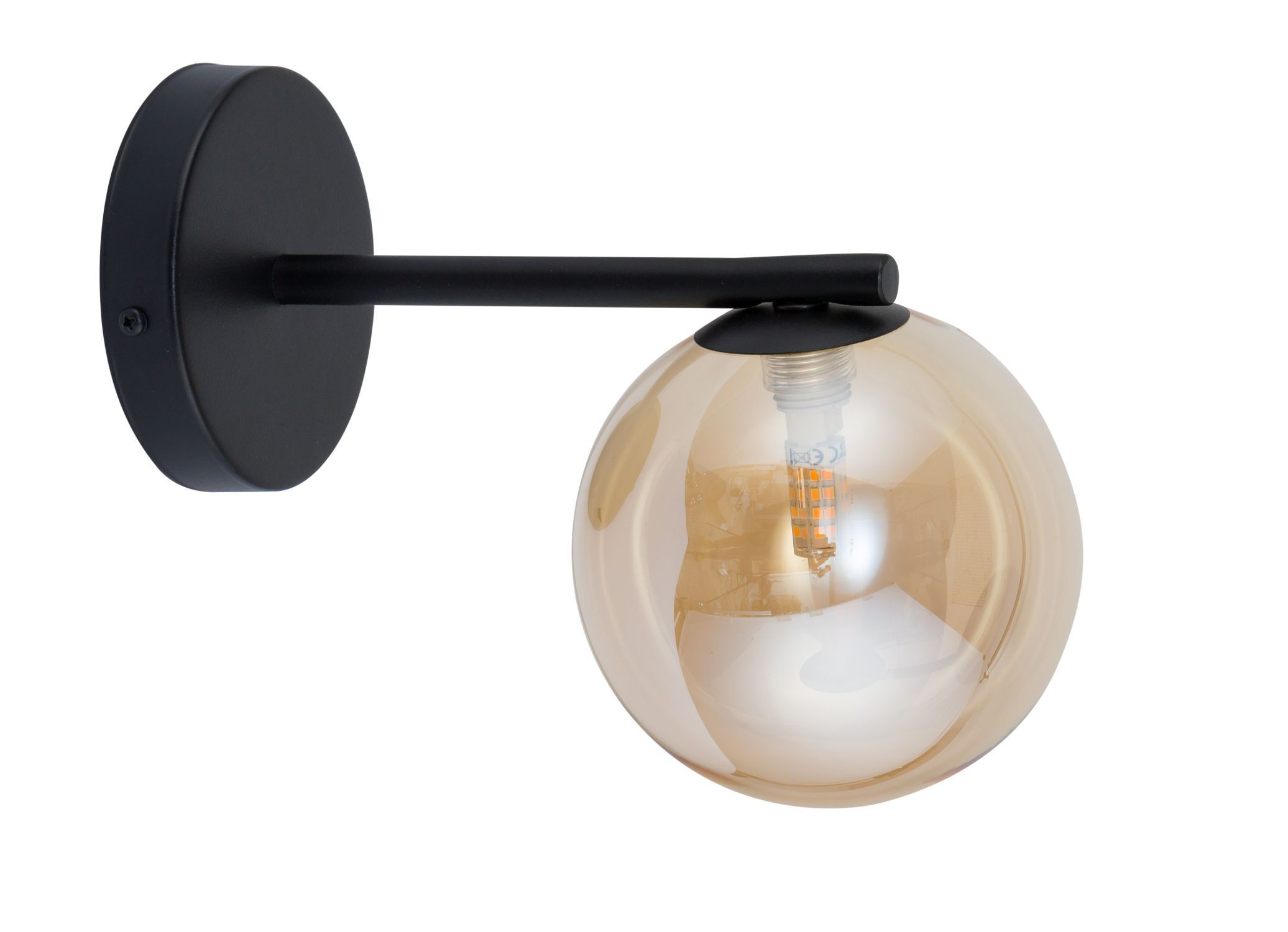 Wandlampe Glas Bernstein Schwarz G9 H:20 cm wohnlich