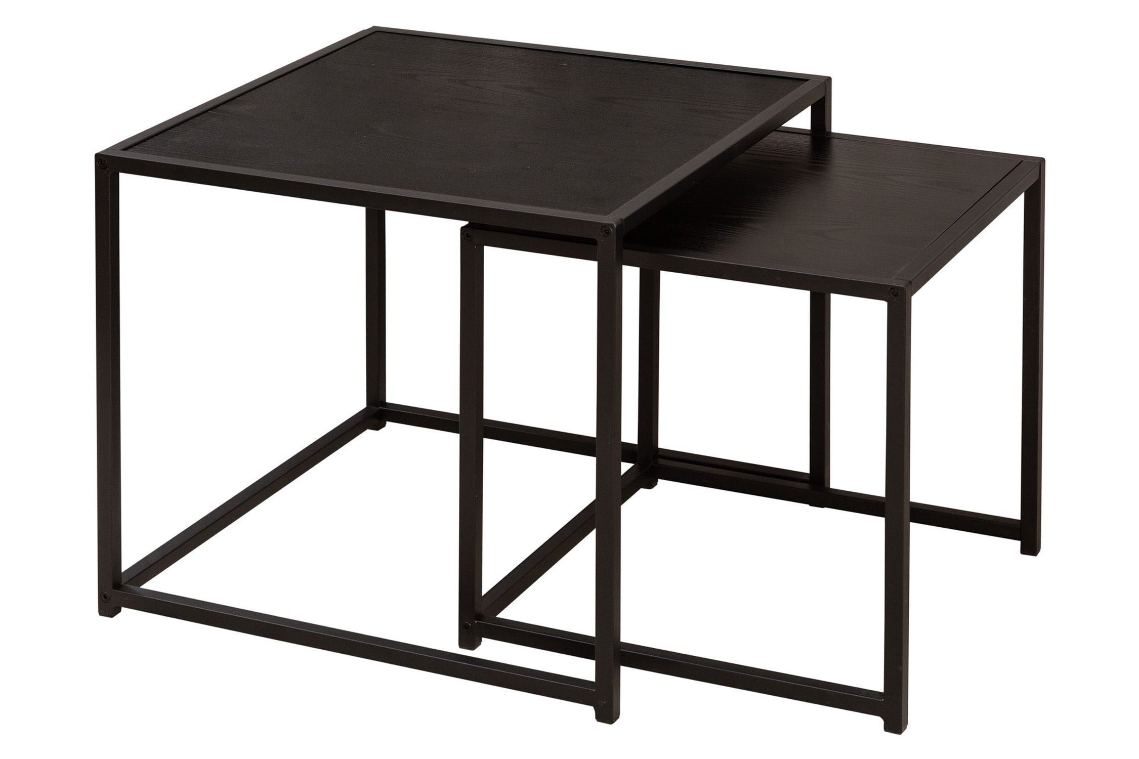 Lot de 2 tables d'appoint noires carrées Modernes