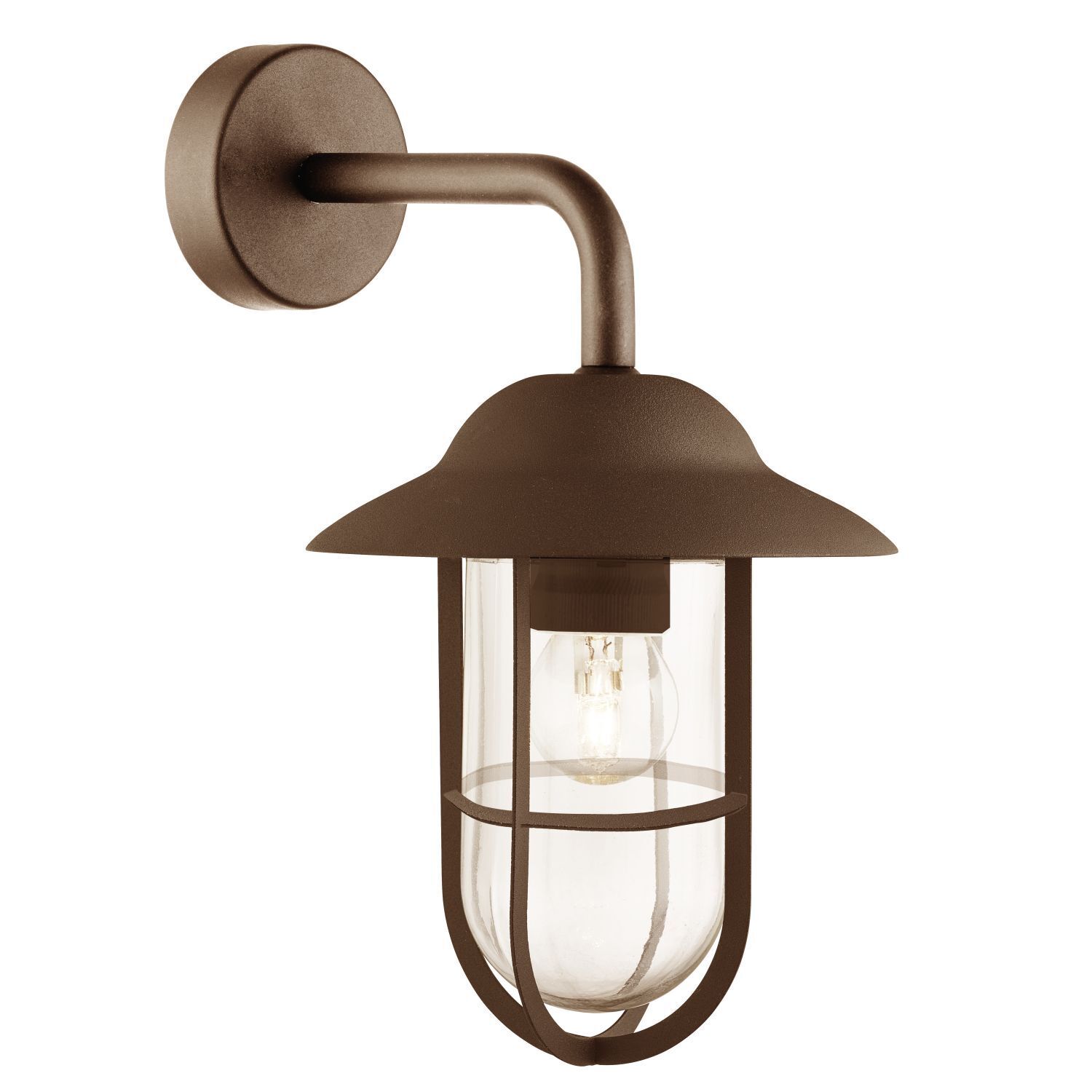 Lampe d'extérieur mur acier inoxydable verre IP44 E27 brun rouille H : 31 cm