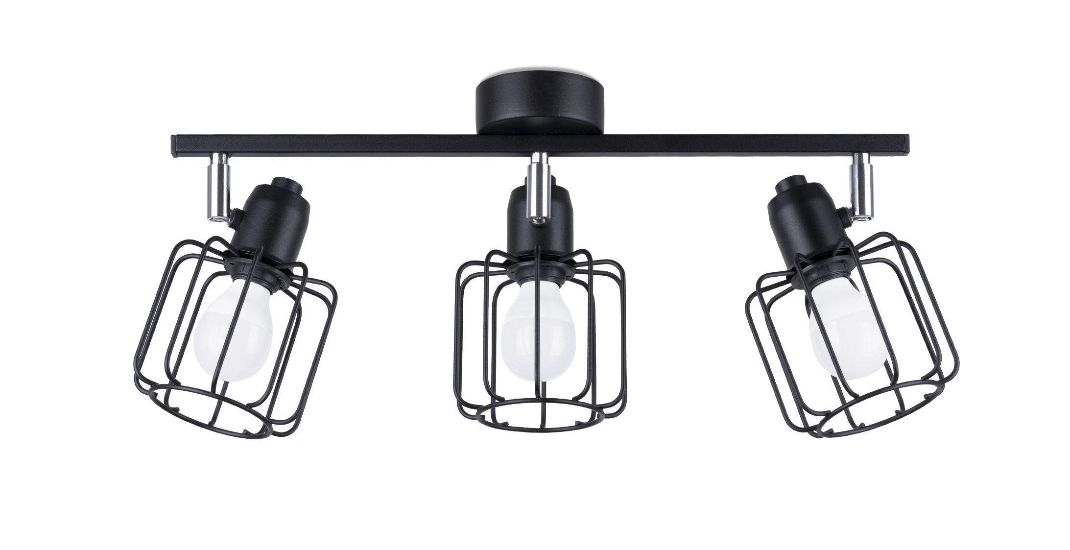 Spot de plafond noir métal rétro design 48 cm de long