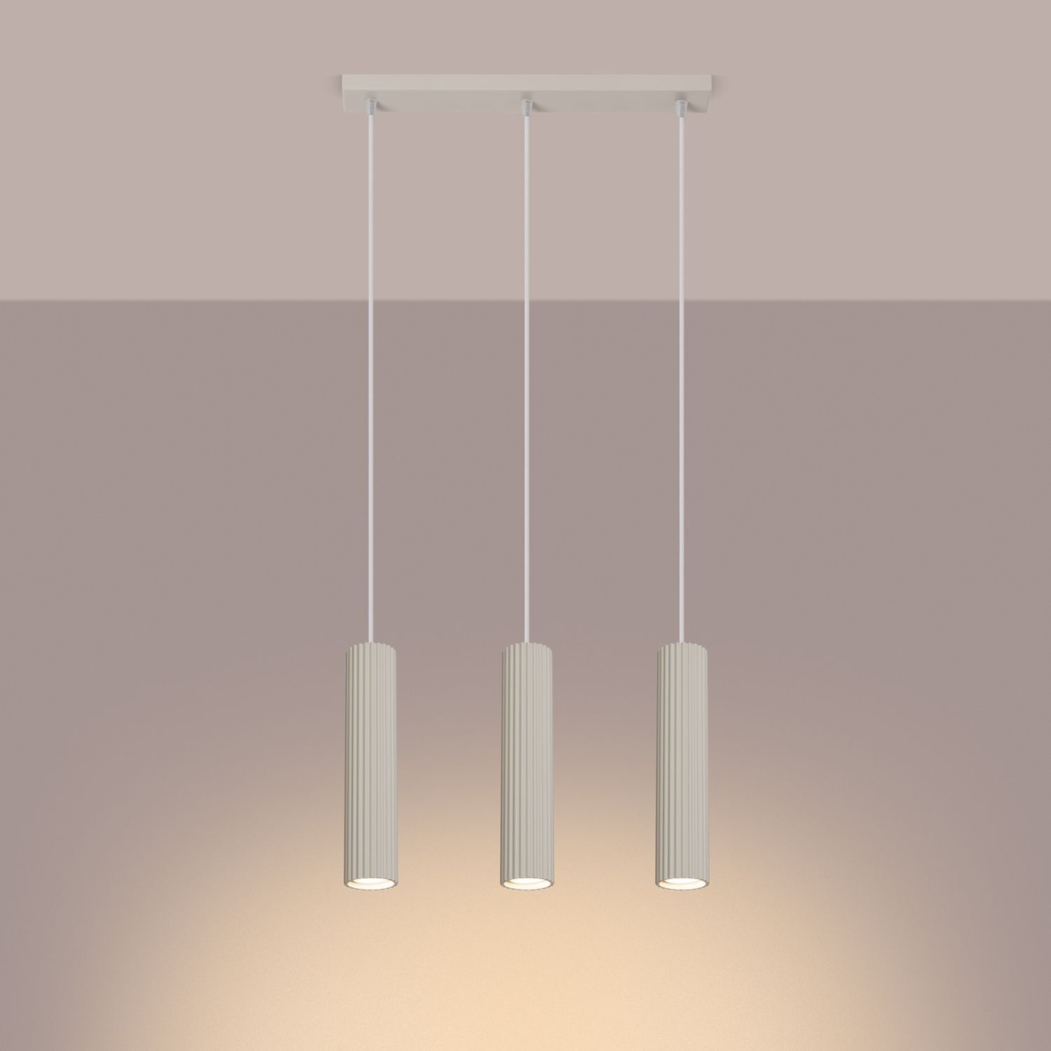 Suspension à 3 flammes GU10 L : 45 cm en Crème Moderne