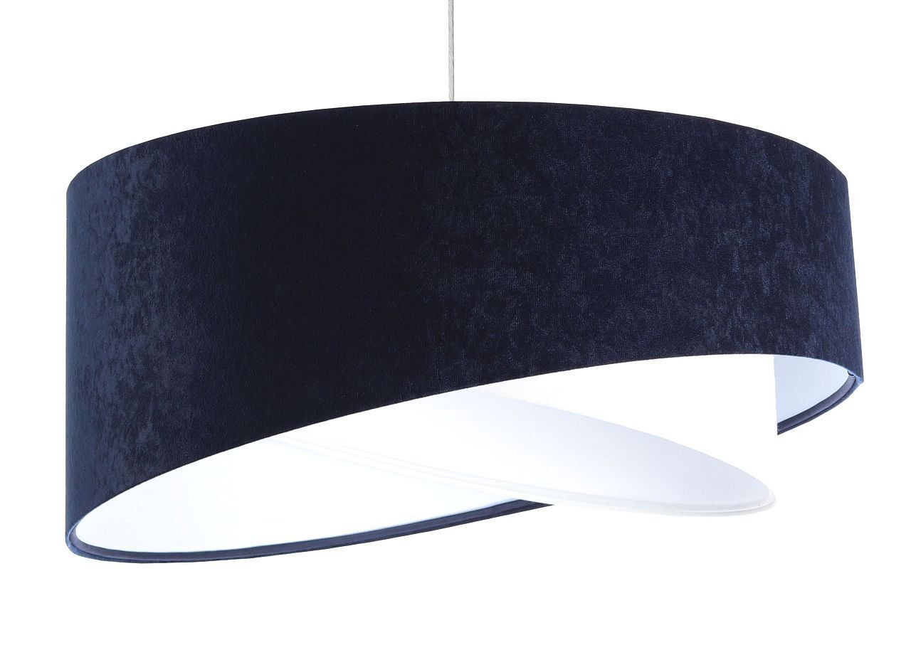 Hängelampe Weiß Blau E27 rund Ø 50 cm Stoff Velours Optik Lampe, Deckenleuchte