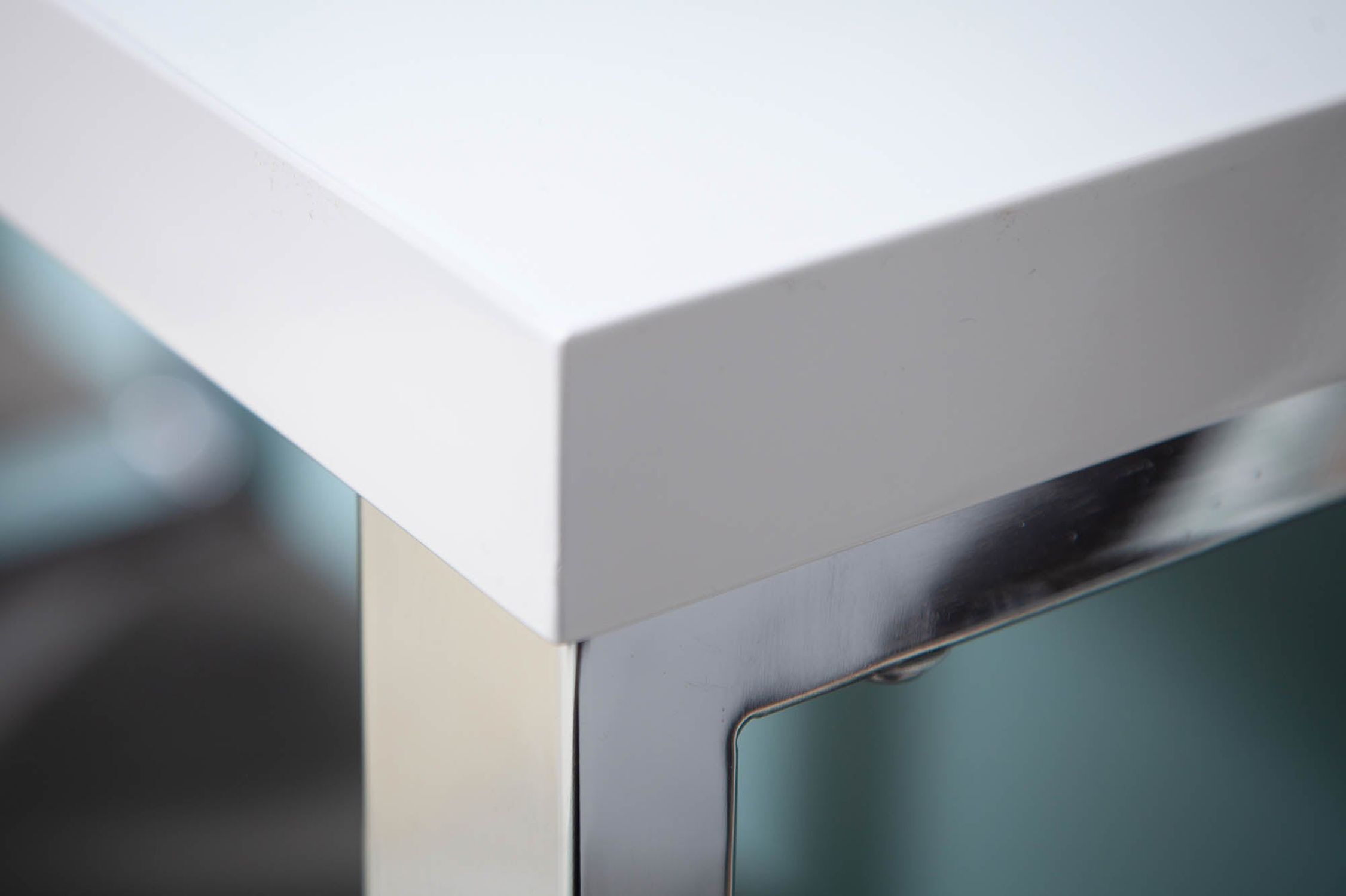 Bureau blanc brillant chromé 160 x 75 cm