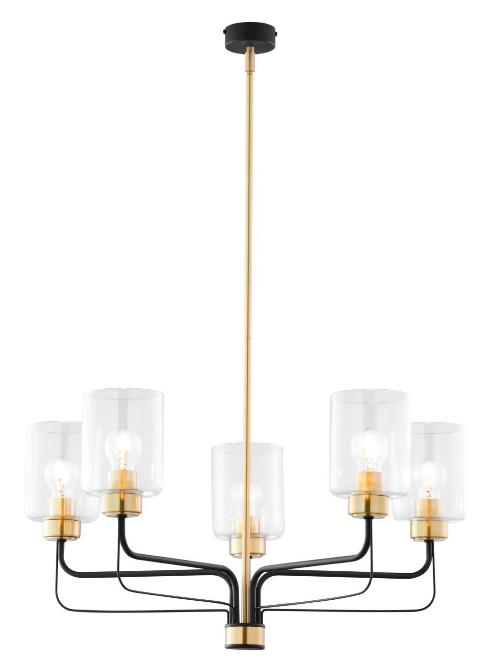 Runder Kronleuchter Metall Glas 5-flammig Ø74cm Leuchter, Lampe