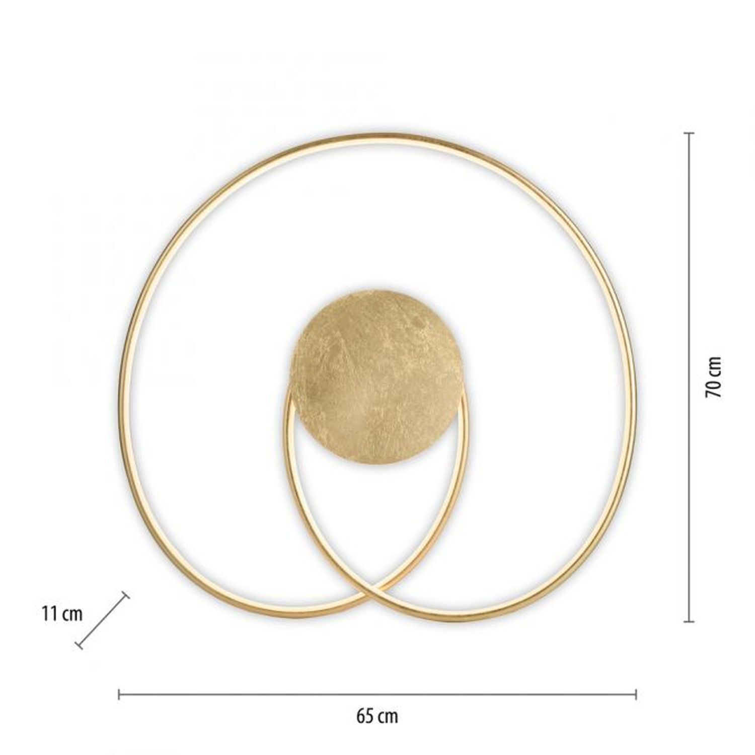 LED Deckenleuchte Leuchtringe Metall in Gold L:70 cm Reifen
