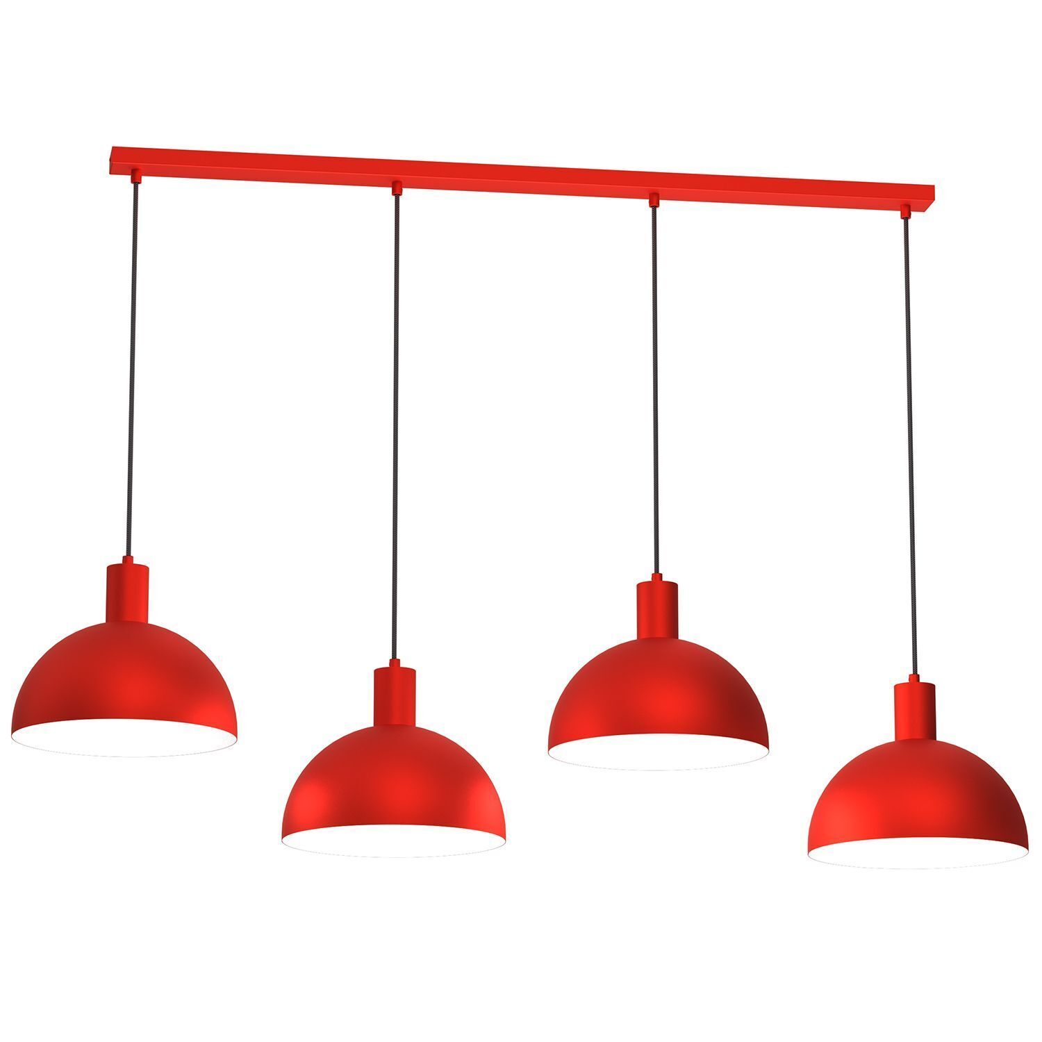 Suspension Rouge Métal L:134 cm 4-flamme décorative