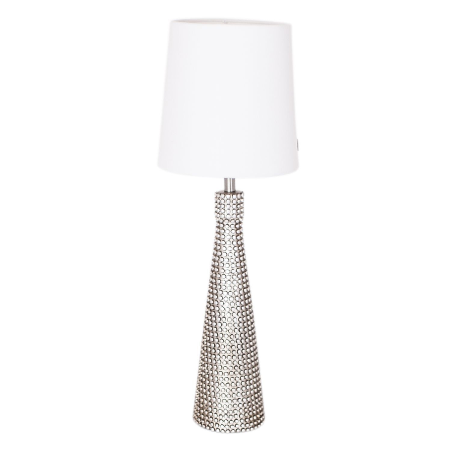 Lampe de table métal tissu 54 cm de haut Moderne E27 en argent blanc Lampe, Tischlampe, Lampenschirm