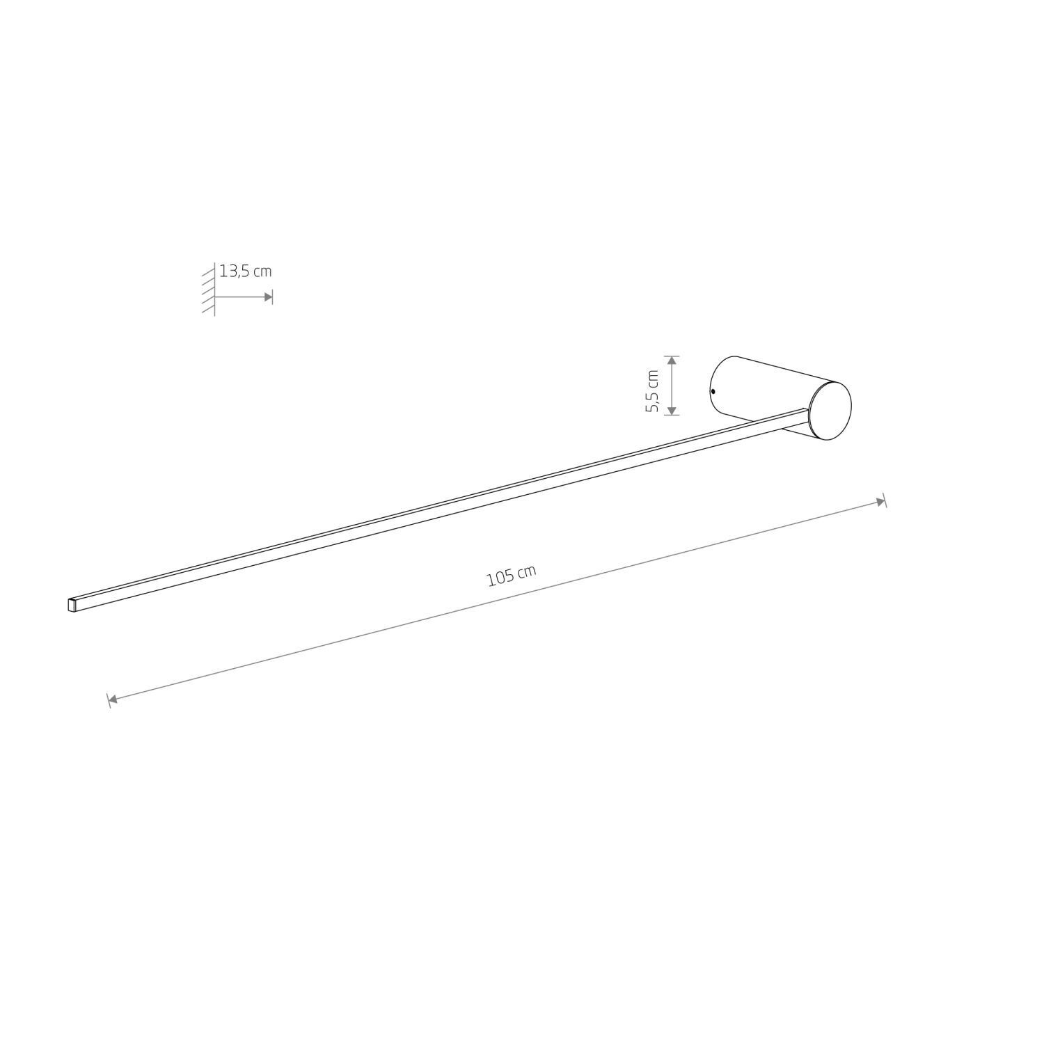 Wandleuchte LED Schwarz 3000 K 520 lm Aluminium 105 cm hoch