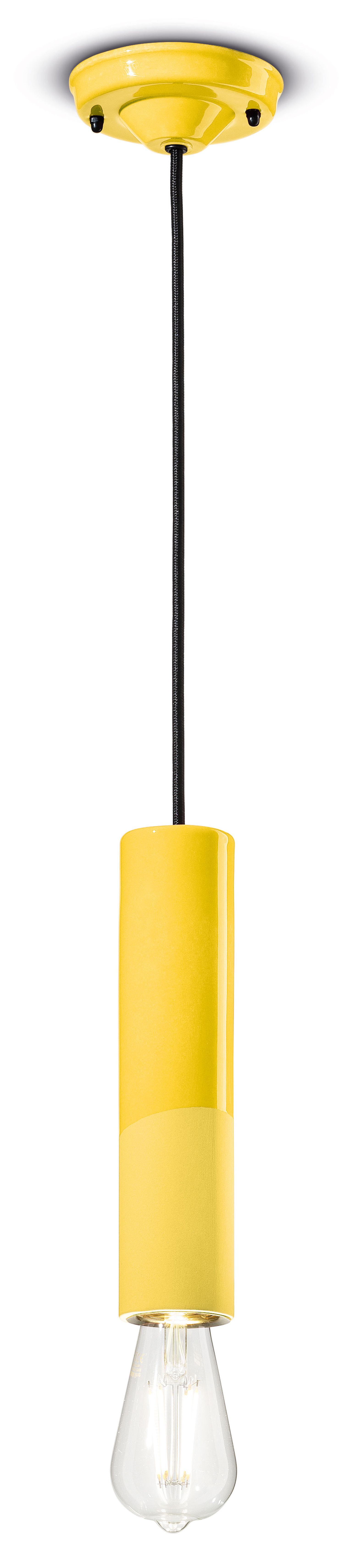 Lampe à suspendre céramique E27 ronde D : 5,5 cm jaune