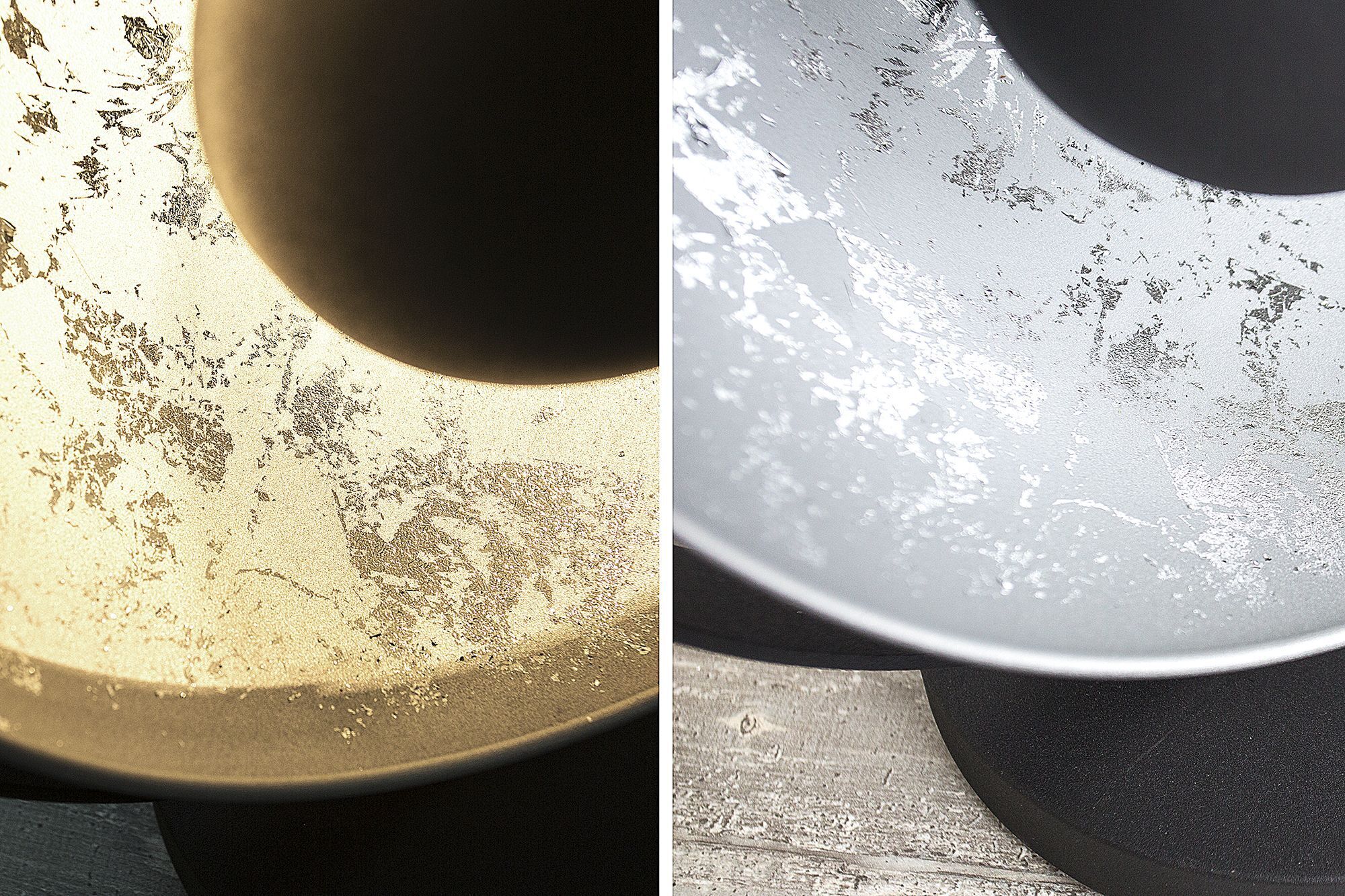 Tischleuchte Ø30cm rund Retro Schwarz Silber Tischleuchte Ø30cm rund Retro Schwarz Silber