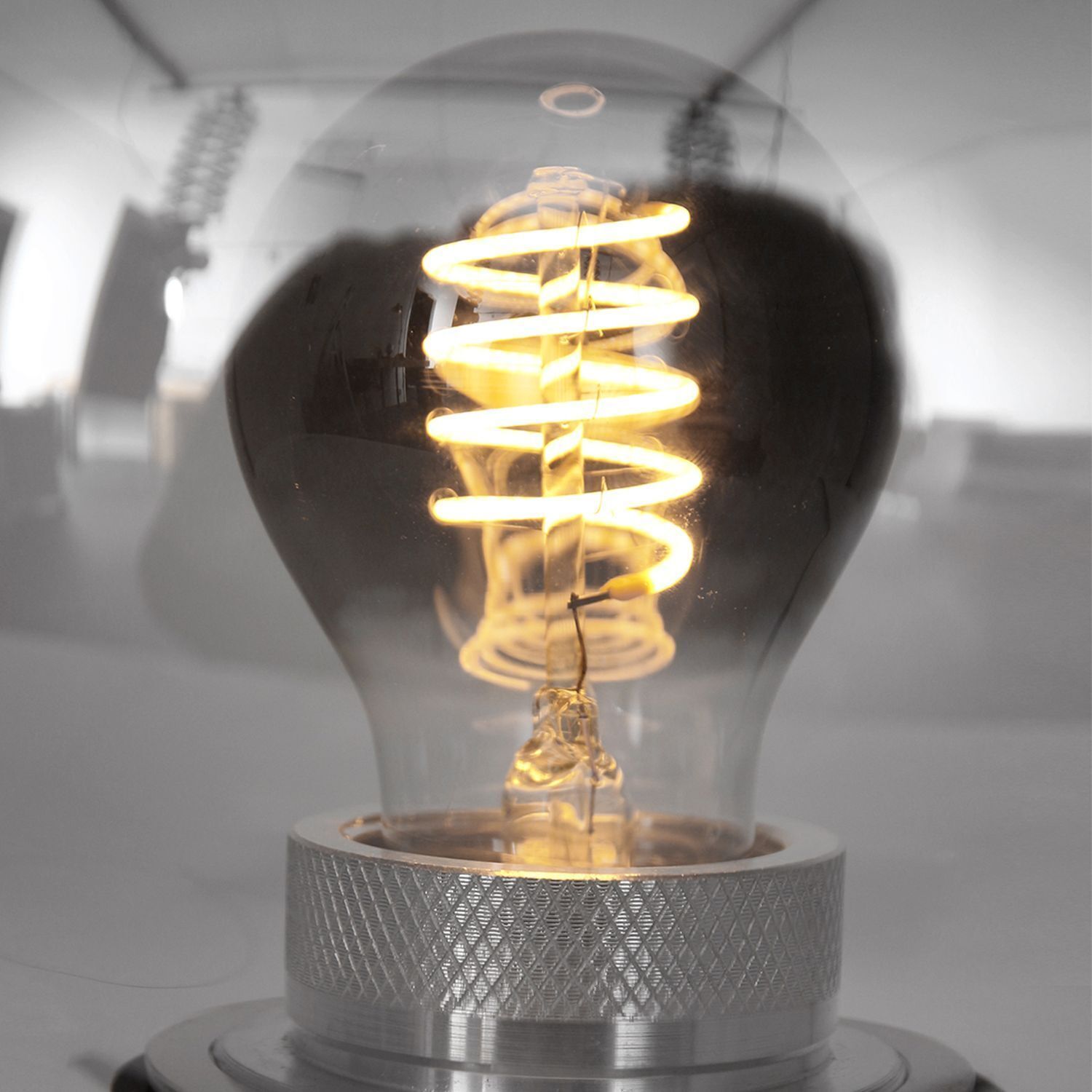 Lampe de table élégante métal verre gris fumé E27 22 cm Lampe de table élégante métal verre gris fumé E27 22 cm