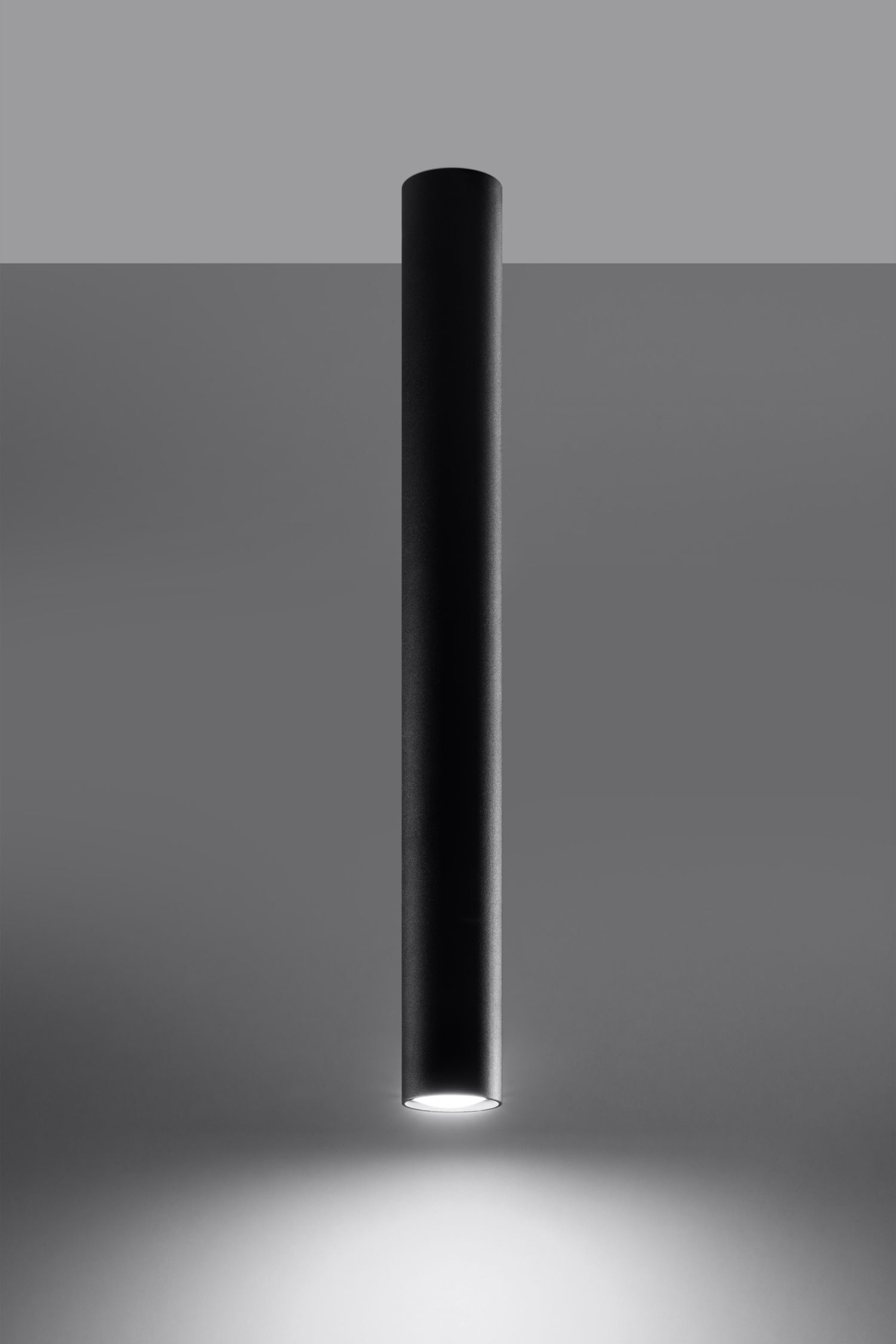 Plafonnier noir hauteur 60 cm Ø 6 cm cylindre GU10