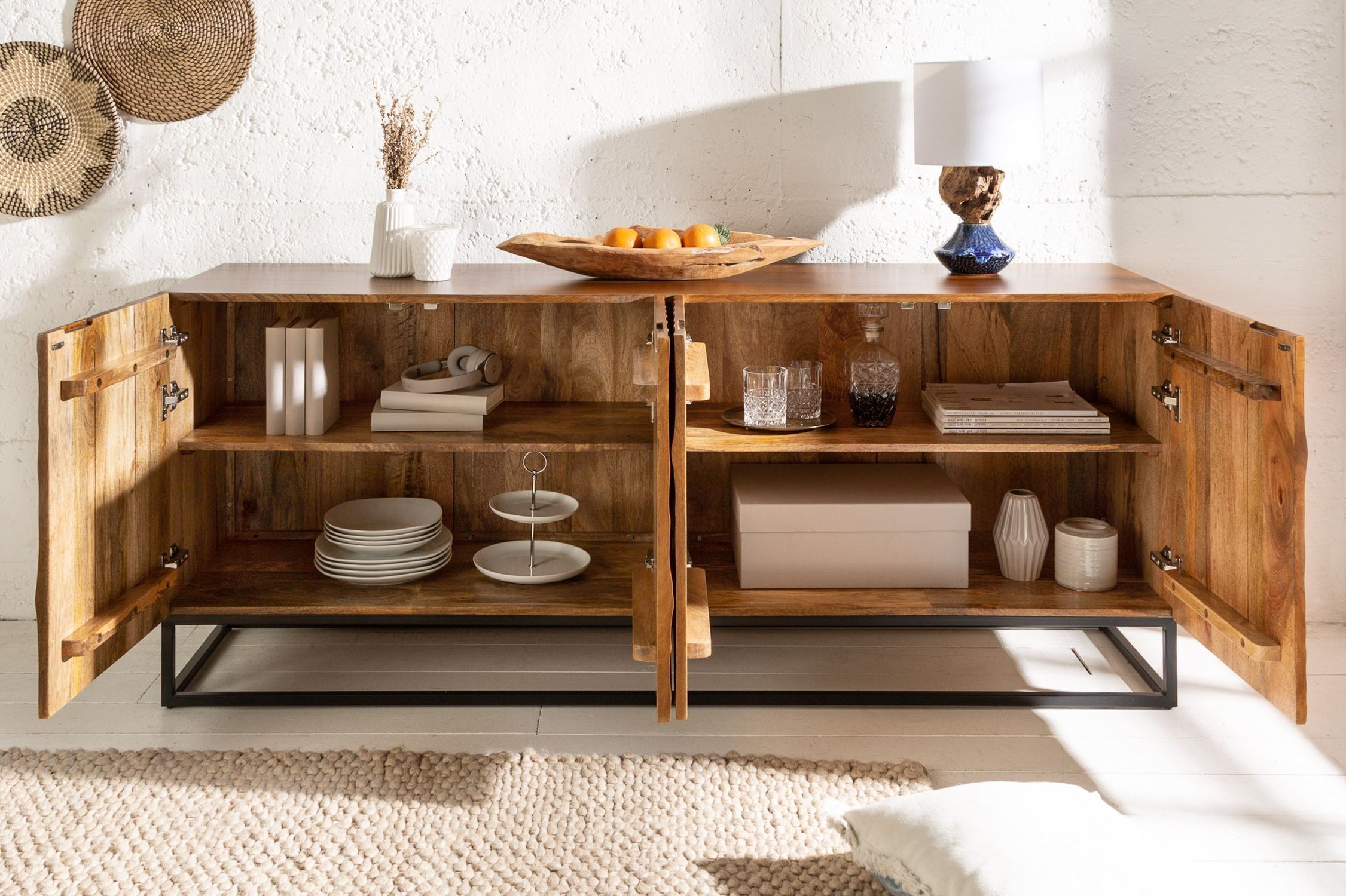 Sideboard Mangoholz Metall 177 x 76 cm Handarbeit Sideboard Mangoholz Metall 177 x 76 cm Handarbeit