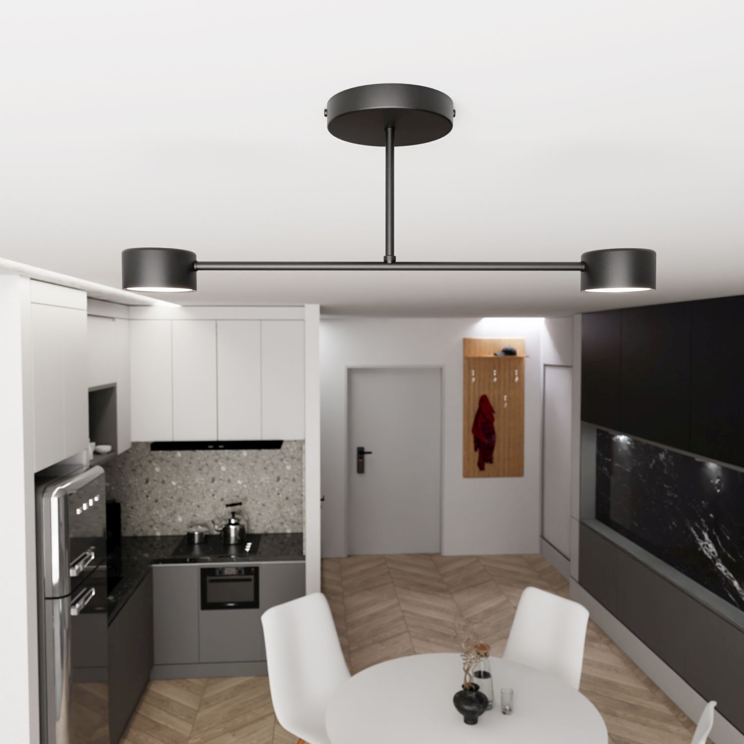 Schwarze Deckenlampe Metall GX53 2-flammig akzentuiert Drinnen, Innenarchitektur, Küche, Wohnzimmer, Tasse