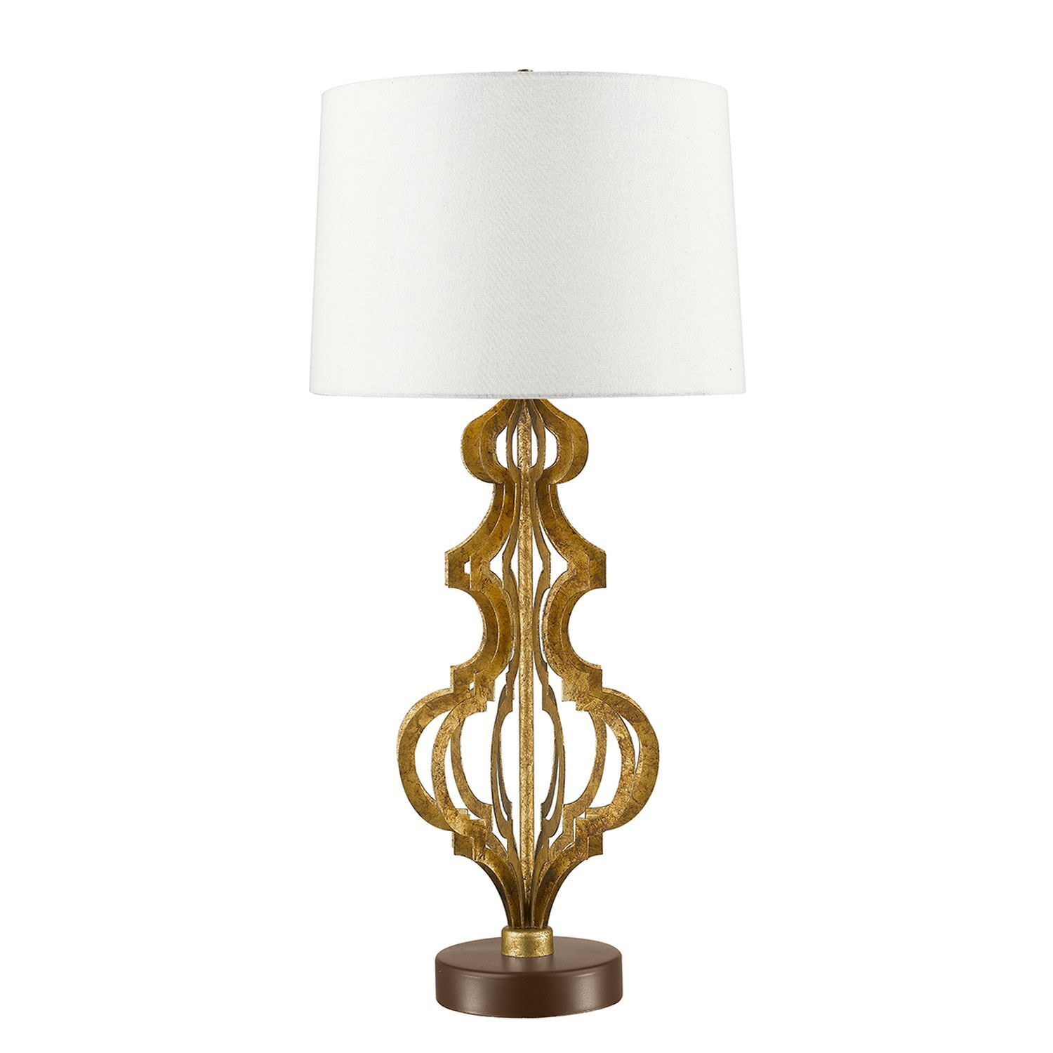 Tischleuchte DORUTI in Gold Weiß Ø41cm H84cm Lampe