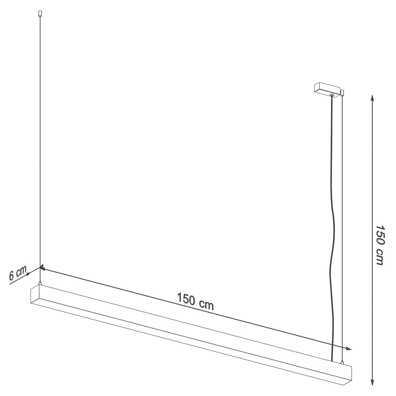 Lampe LED à suspendre métal noir 150 cm allongée 3000 K