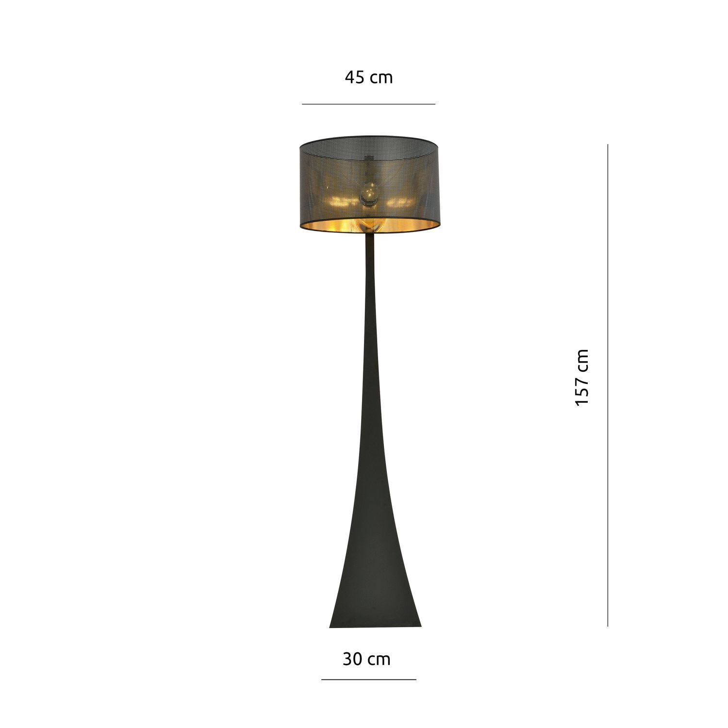 Lampadaire Tissu Métal 157 cm Moderne en noir or E27 Lampe