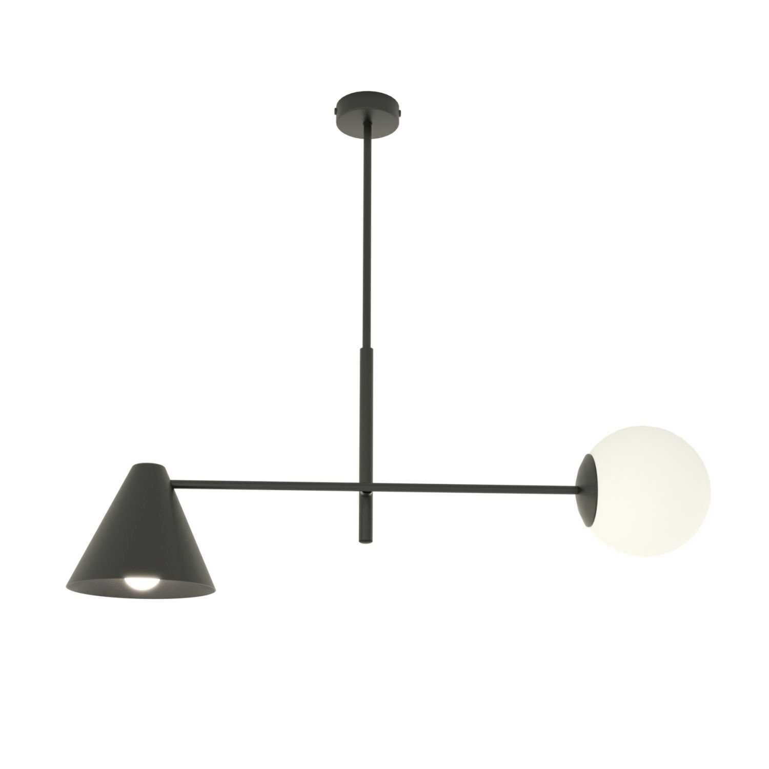 Plafonnier allongé métal verre noir E14 anti-éblouissement