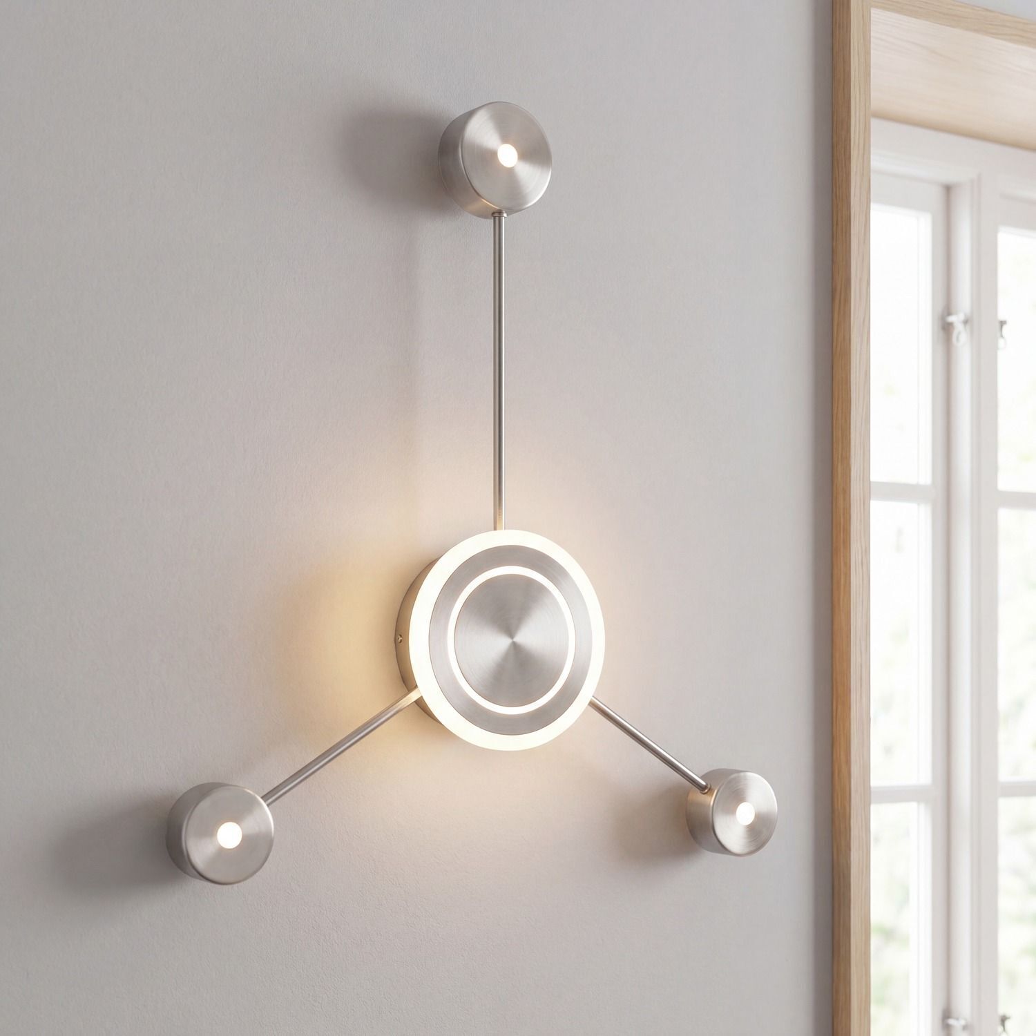 b65a8789bffb4f0d887a6dc1abb34652 Wandlampe, LED, Rund, Metall, Beleuchtung