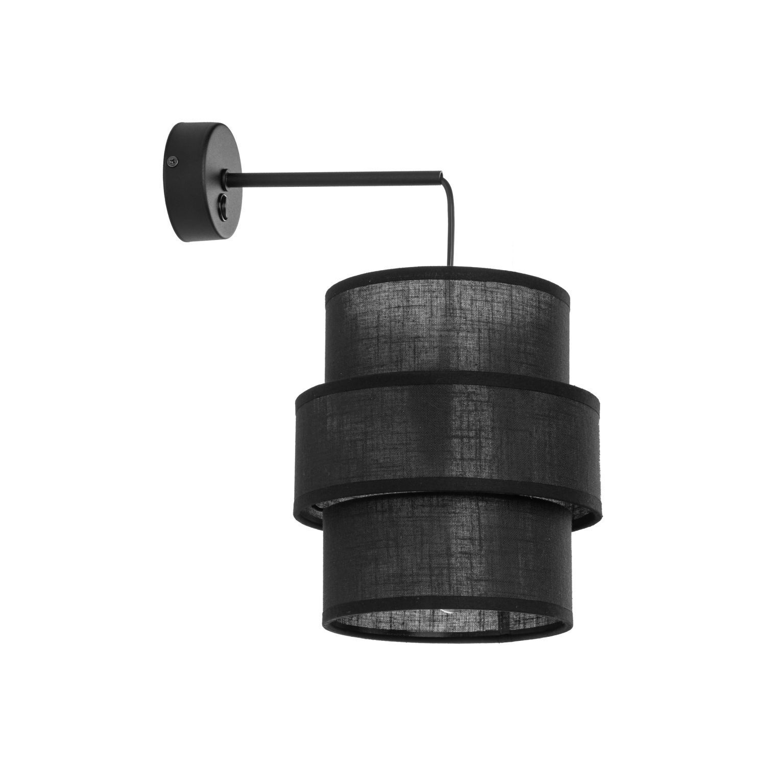 Applique avec interrupteur H : 33 cm Tissu Métal Noir E27 Lampe