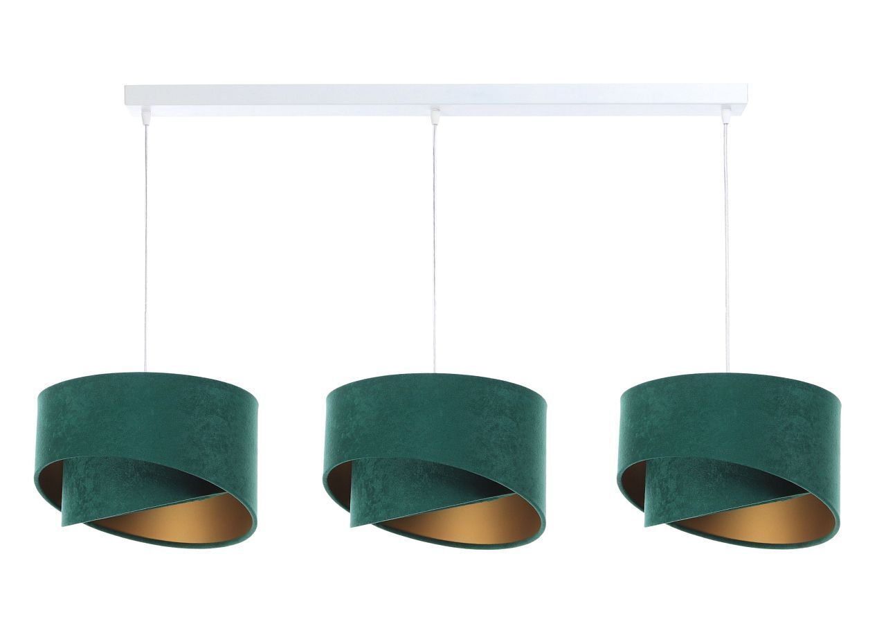 Hängeleuchte 3-flammig Grün Gold E27 Stoff Velours Optik