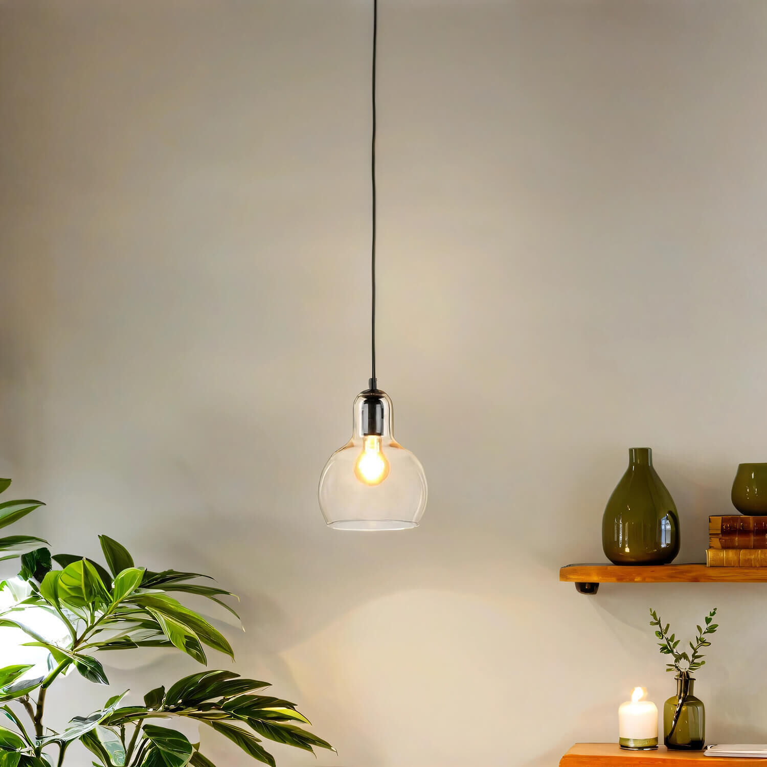 Suspension E27 Ø 18 cm verre orange chrome Lampe