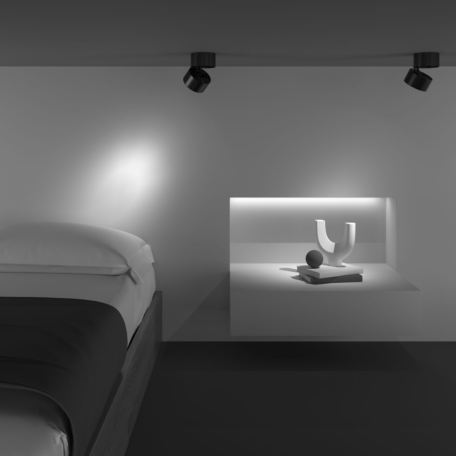 LED Deckenspot schwenkbar Metall Schwarz B:10 cm 3000 K Bett, Nachttisch, Lampe, Deko, Bücher