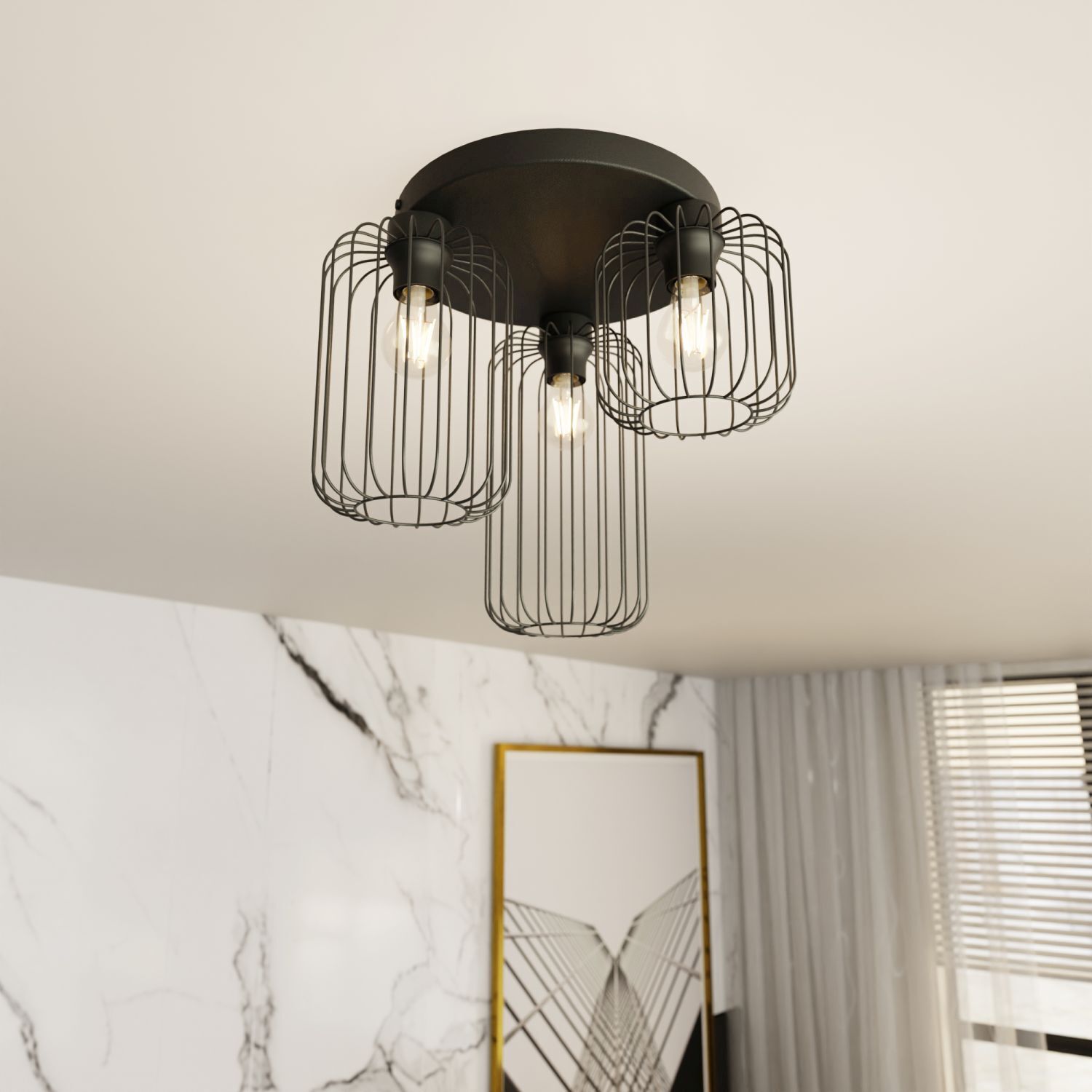 Deckeneinbauleuchte, Lampe, Metallkonstruktion, E27, Zylinderlampen