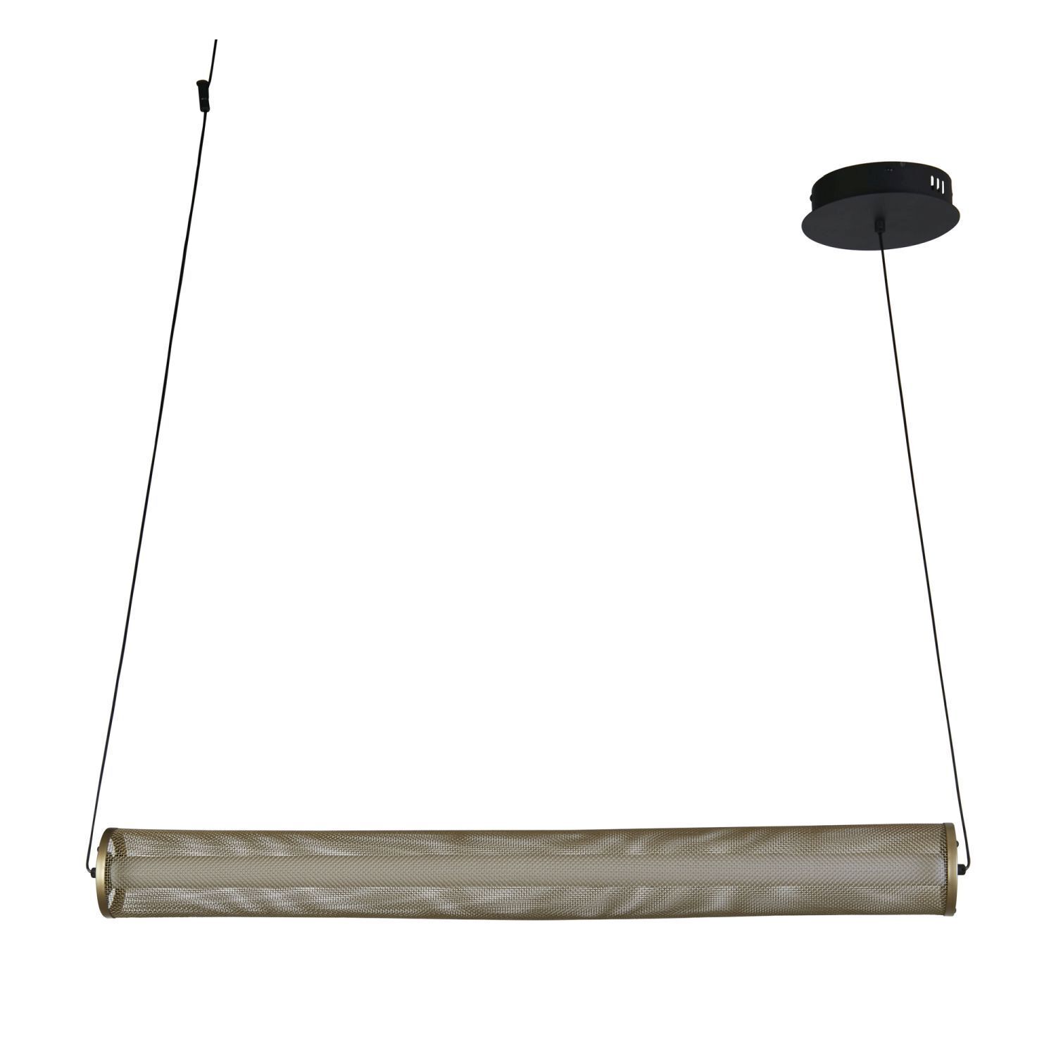 LED Pendelleuchte in Gold Schwarz Metall 26 W 92 cm pendant light, hanging light, mesh shade, bronze finish, cable suspension
