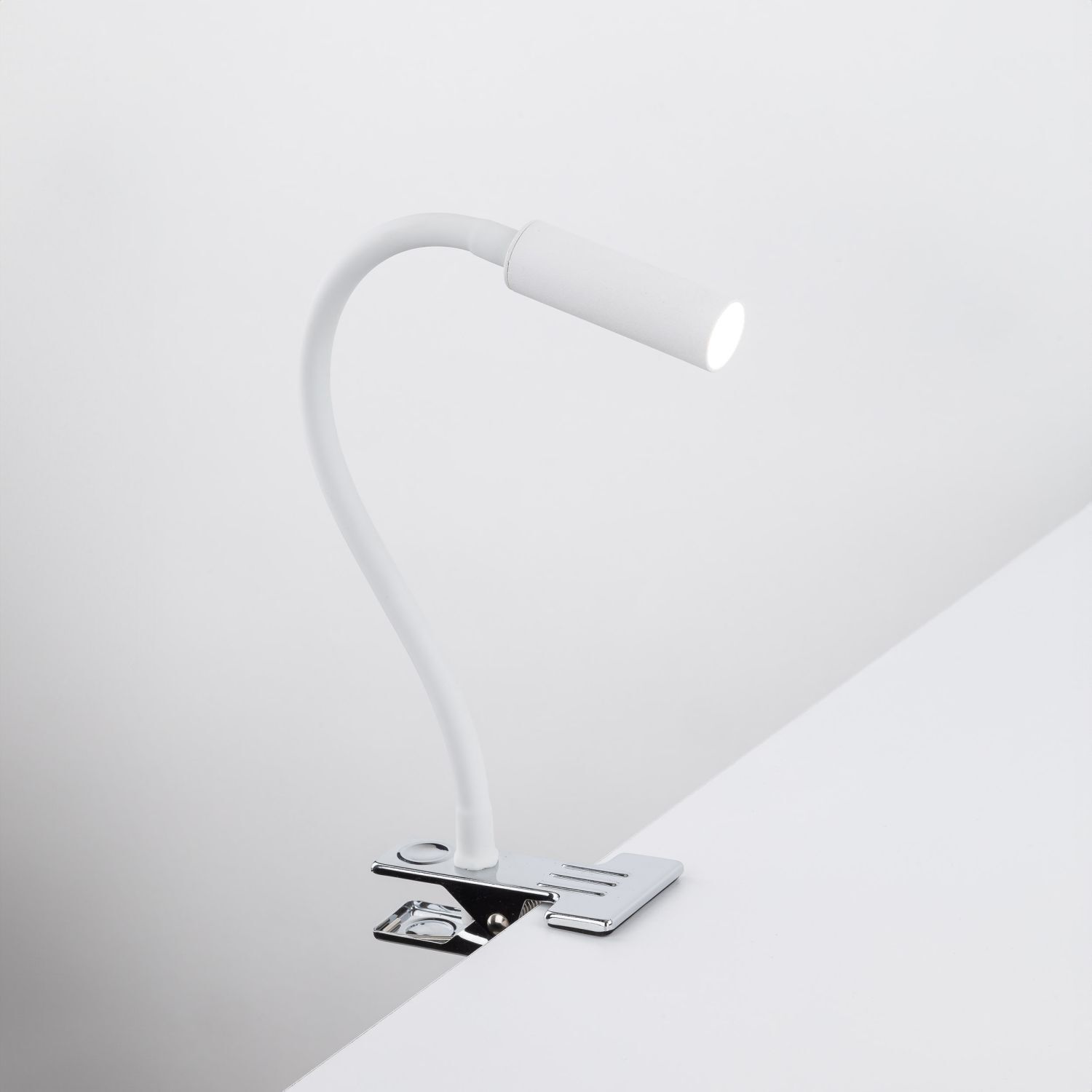 Lampe de bureau à pince Bras flexible 40 cm G9 blanc chrome