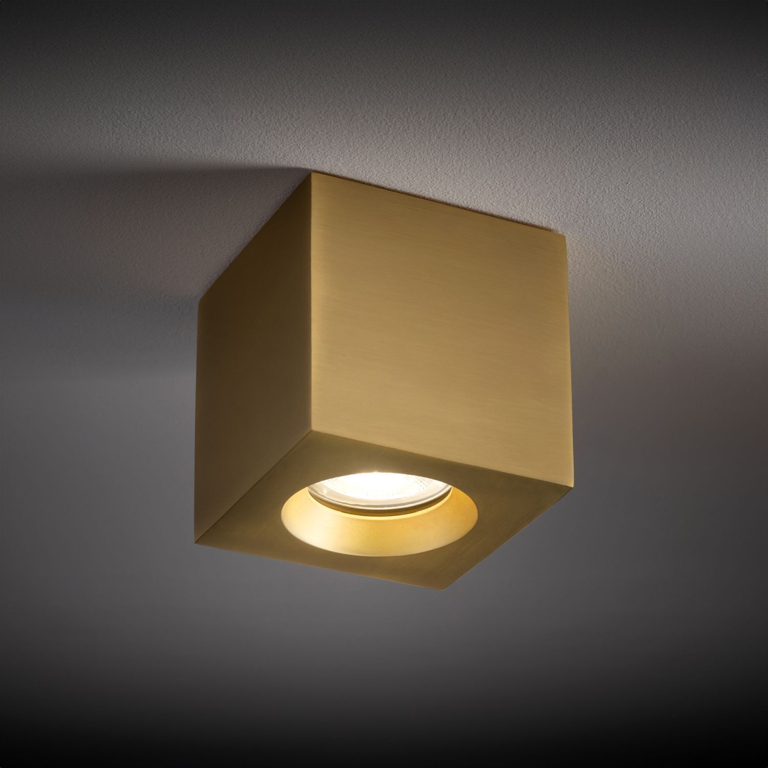 Spot de plafond métal verre en laiton GU10 IP44 Cube Deckenleuchte, Beleuchtung, Lampe