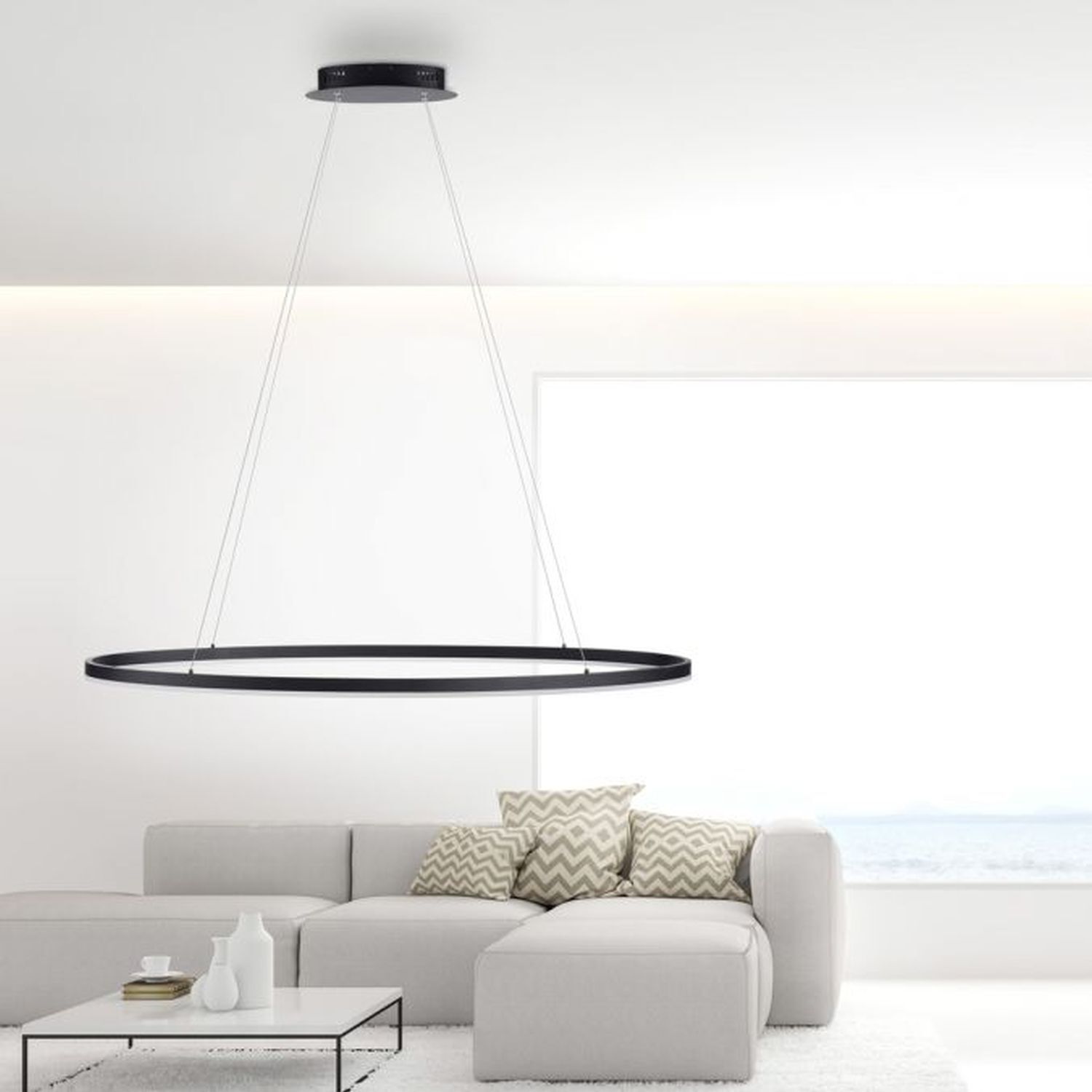 Suspension LED Anthracite ovale 3000 K 118 cm intensité lumineuse variable Lampe, Couch, Mobiliar, Wohnzimmer, Zimmer