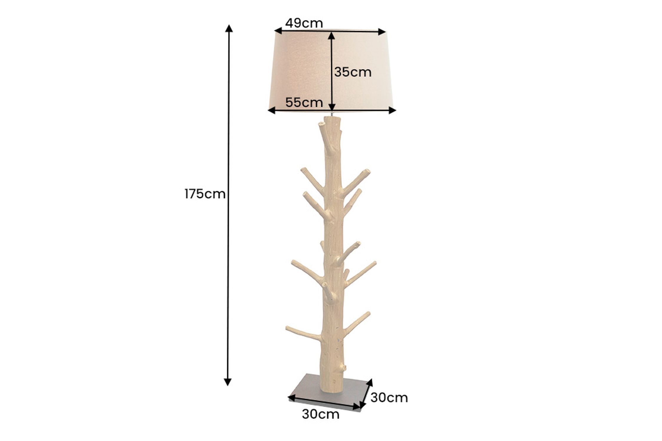 Stehleuchte Beige Stoffschirm Holz 175 cm Handarbeit Lampe